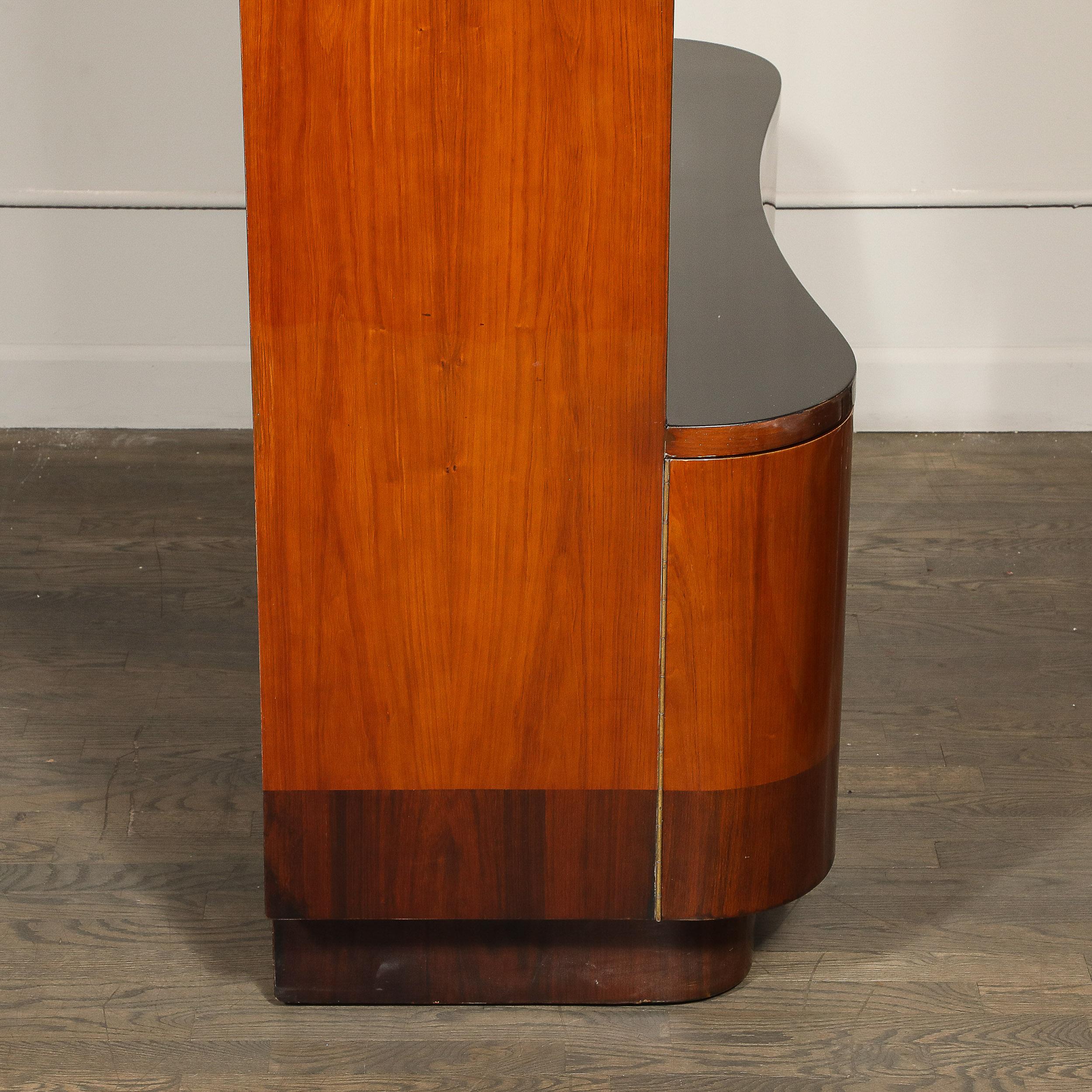Art Deco Barschrank aus Nussbaum und Ulme mit schwarzen Lackakzenten im Angebot 3
