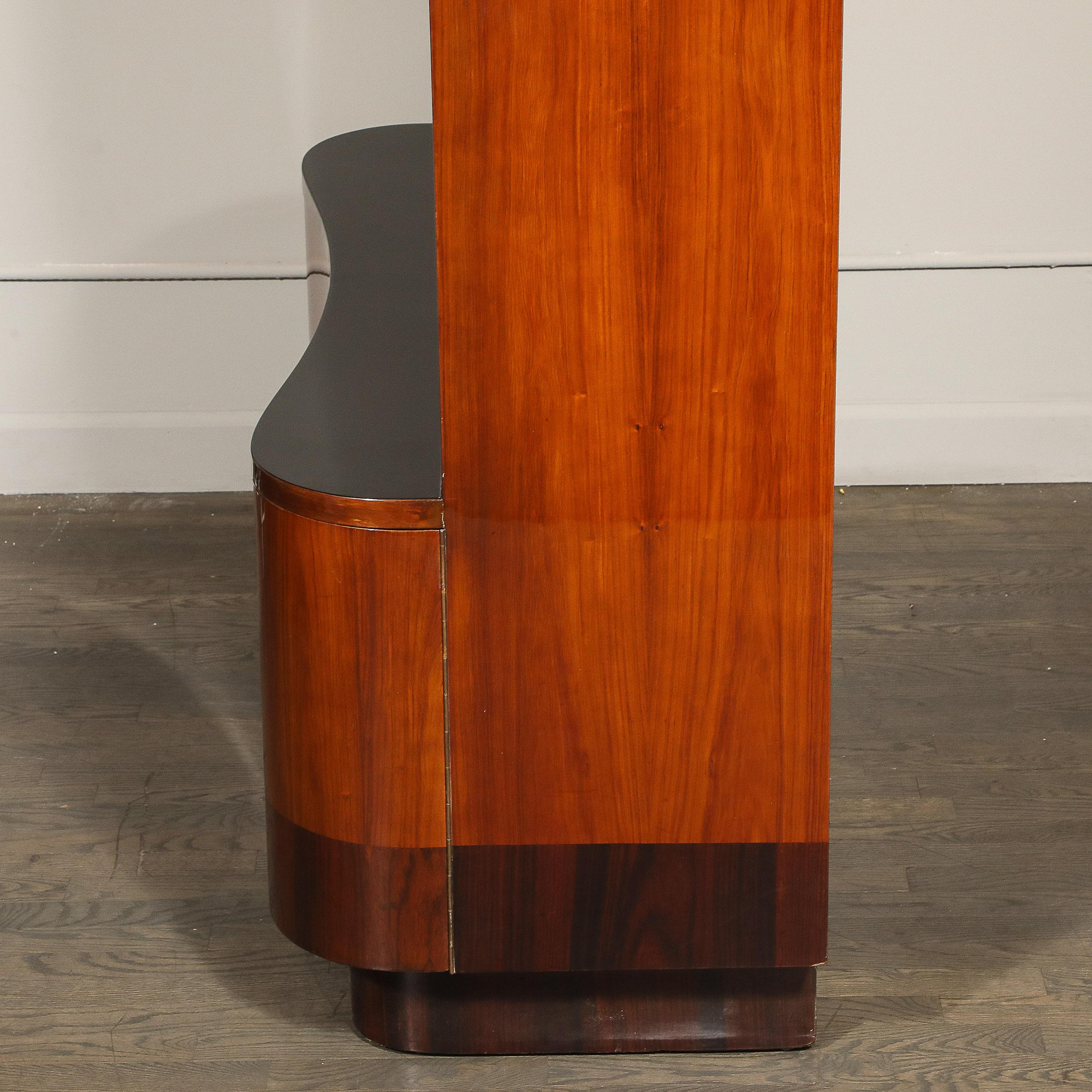 Art Deco Barschrank aus Nussbaum und Ulme mit schwarzen Lackakzenten im Angebot 5