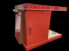 Art Déco Bar Cabinet in coral red in the style of A.Porteneuve. France 1930s.