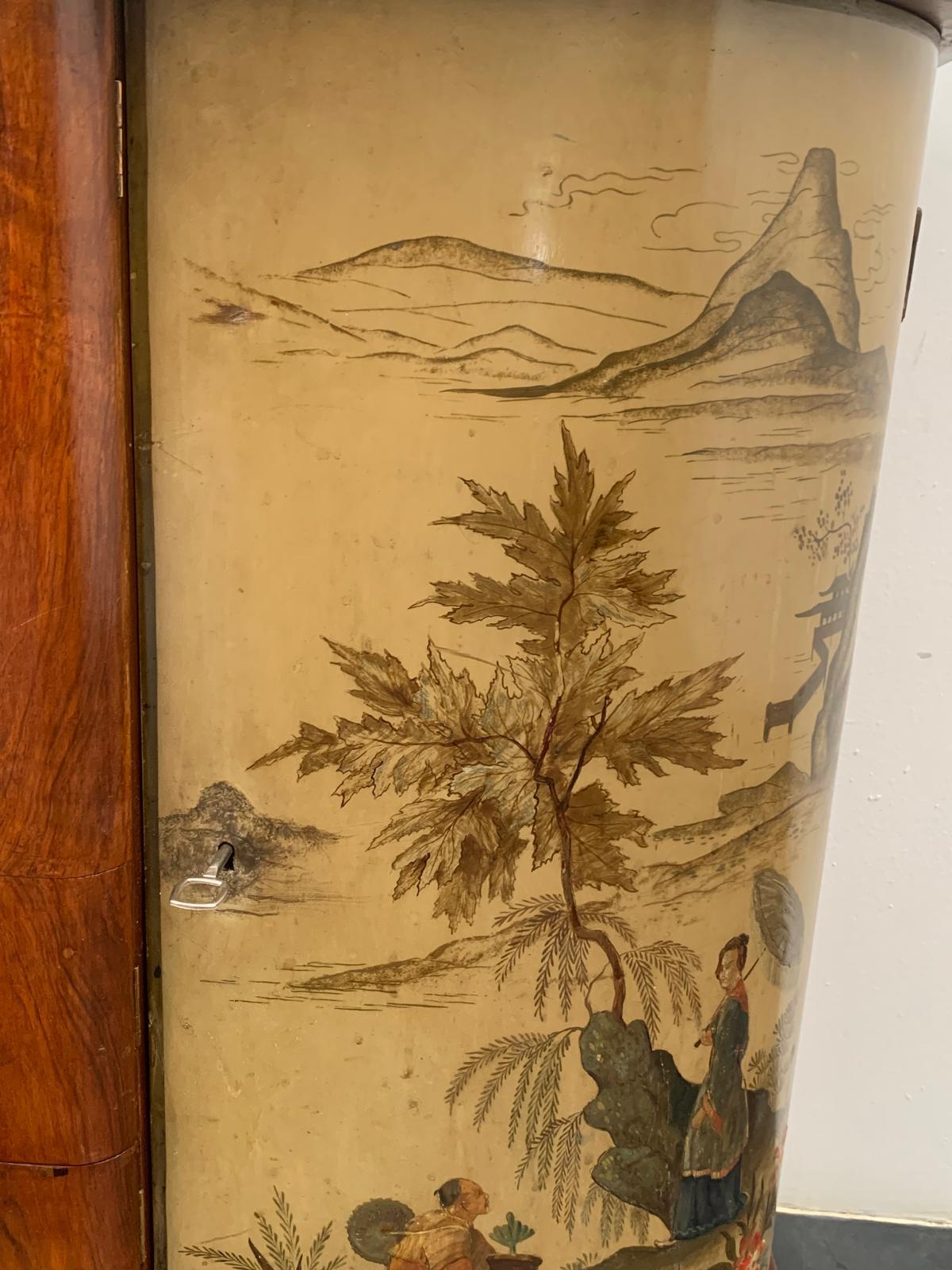 Mobile bar Art Déco in piuma di noce e lacca Chinoiserie, anni '30 in vendita 6