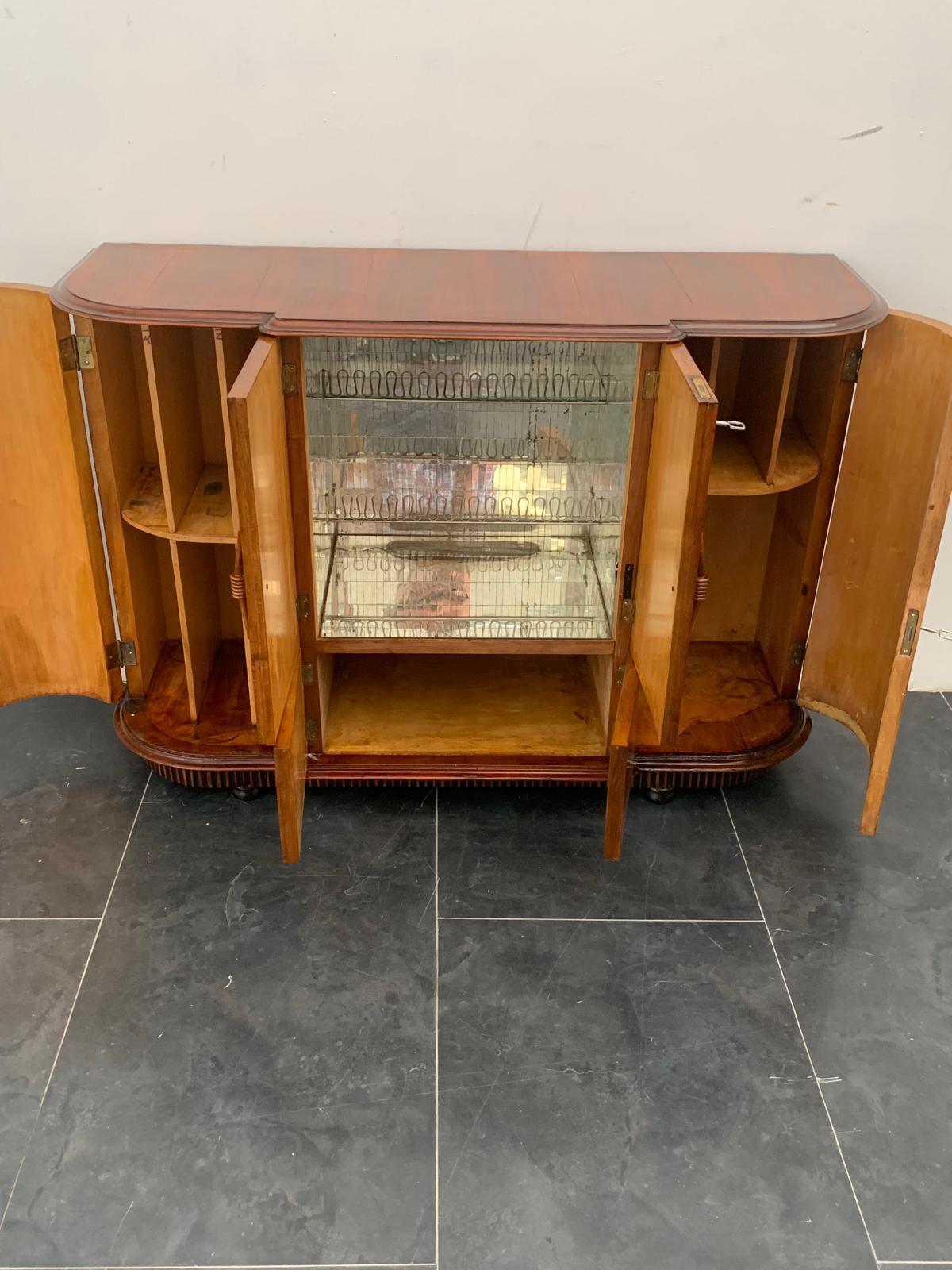 Noce Mobile bar Art Déco in piuma di noce e lacca Chinoiserie, anni '30 in vendita