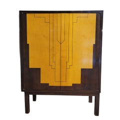 Art Deco Bar Cabinet, Lemonwood, French Geometric Design