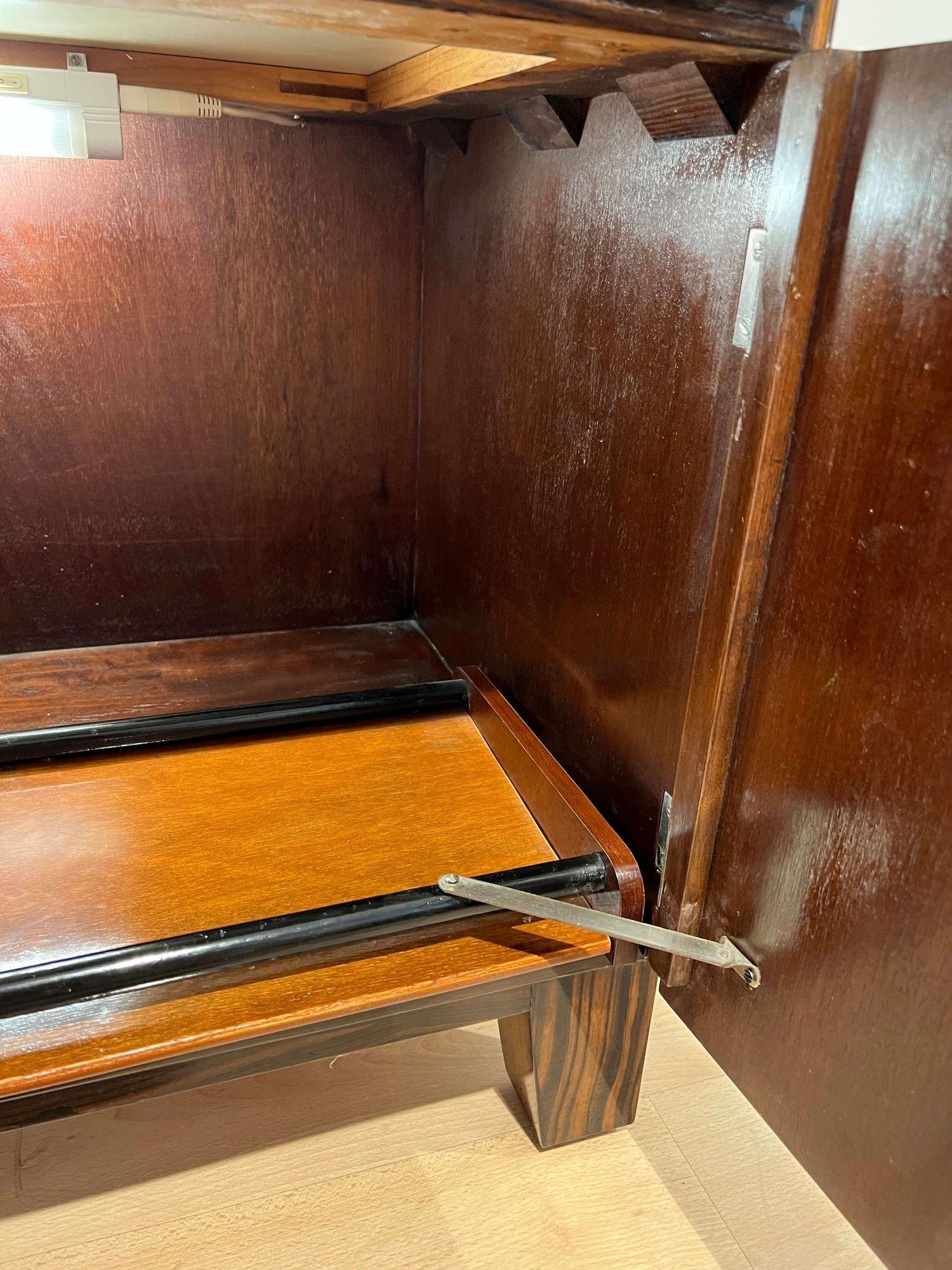 Meuble de bar Art déco, placage de Macassar, France, vers 1930 en vente 10