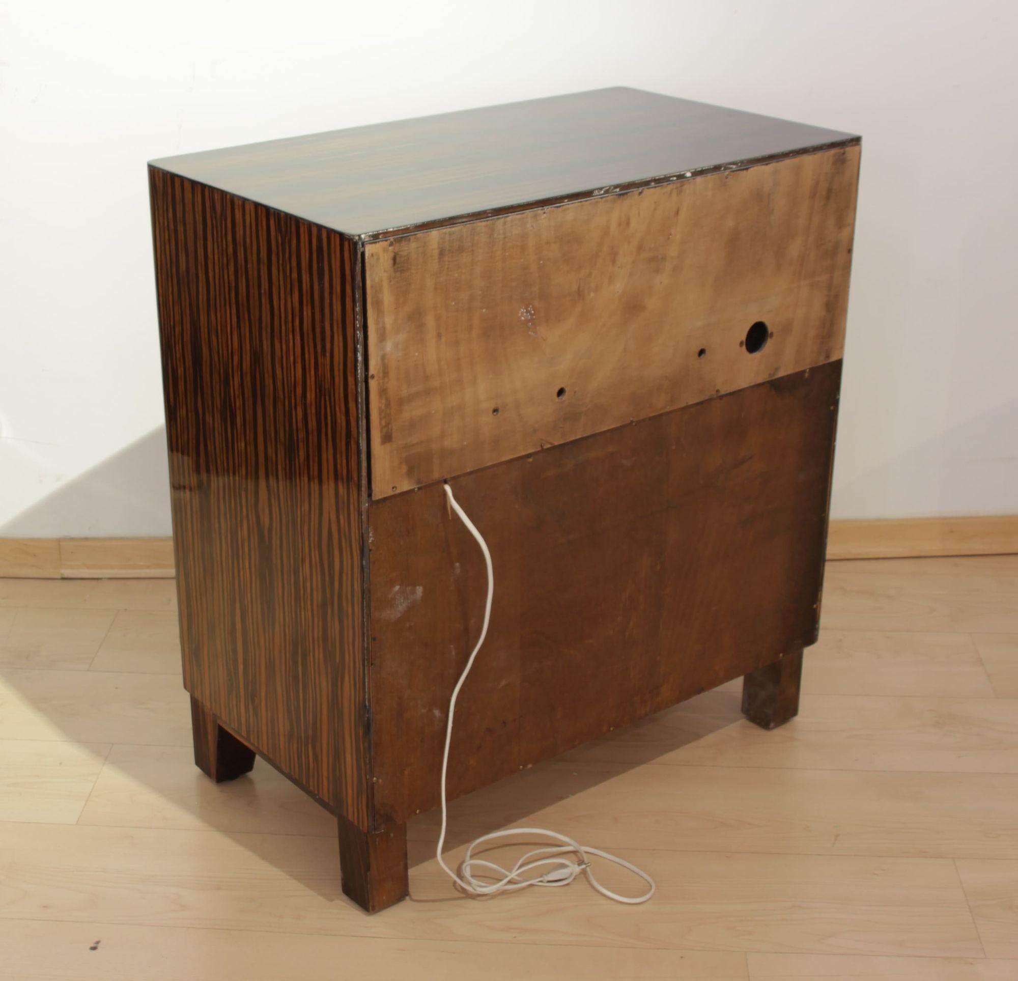Meuble de bar Art déco, placage de Macassar, France, vers 1930 en vente 13