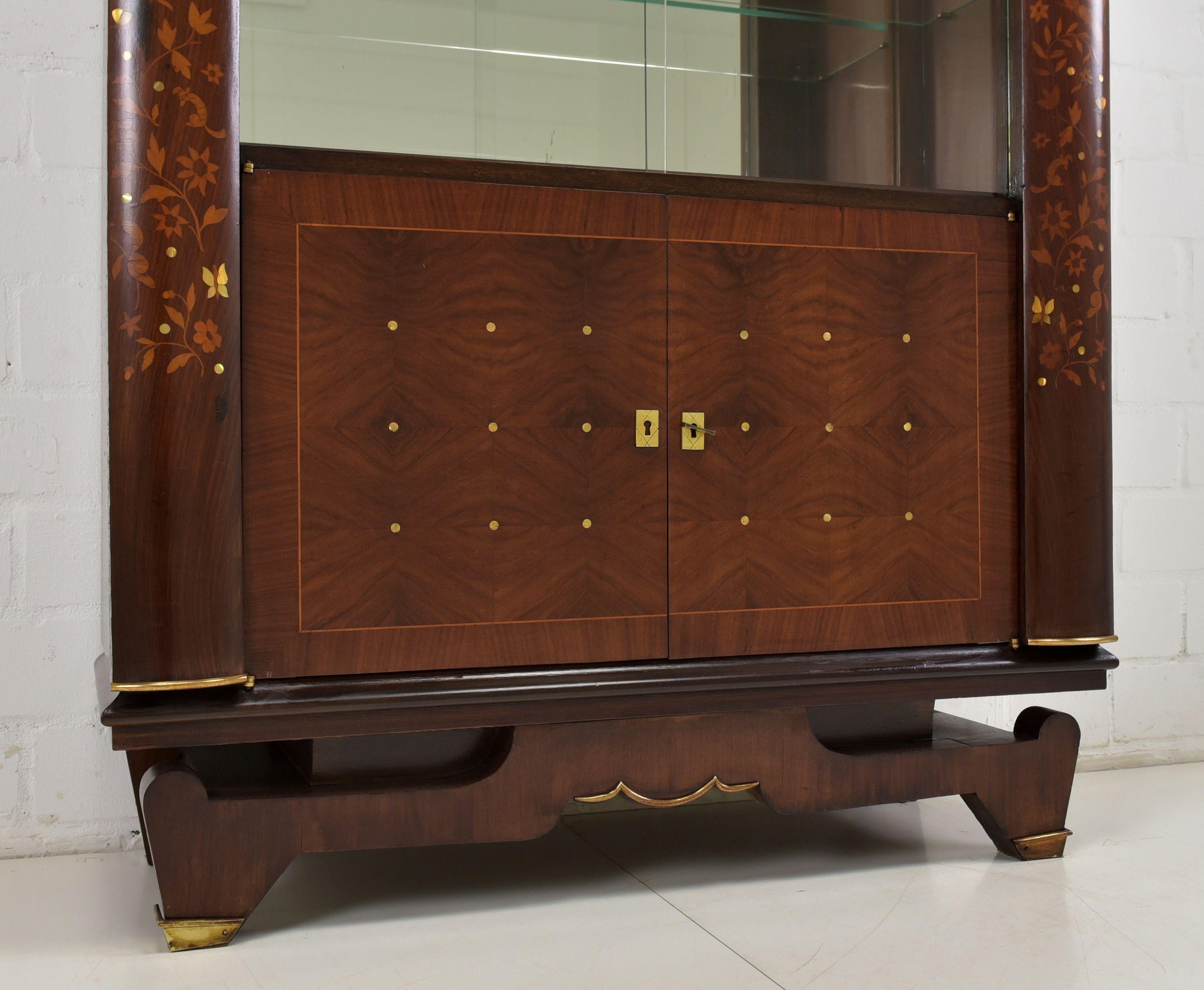 Art Deco Bar Cabinet Showcase by Jules Leleu in Mahogany France, 1930 For Sale 6