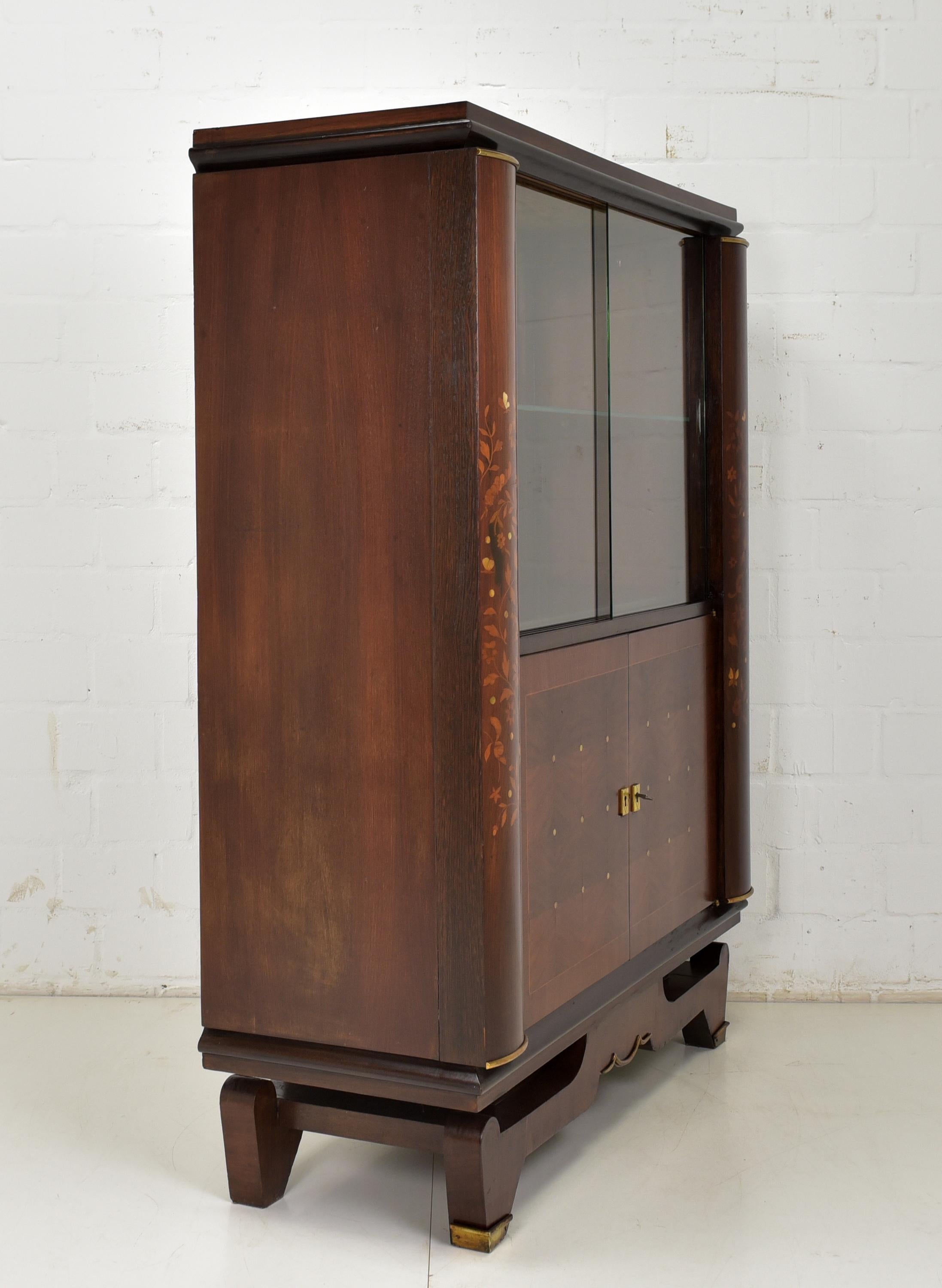 Art Deco Bar Cabinet Showcase by Jules Leleu in Mahogany France, 1930 For Sale 7