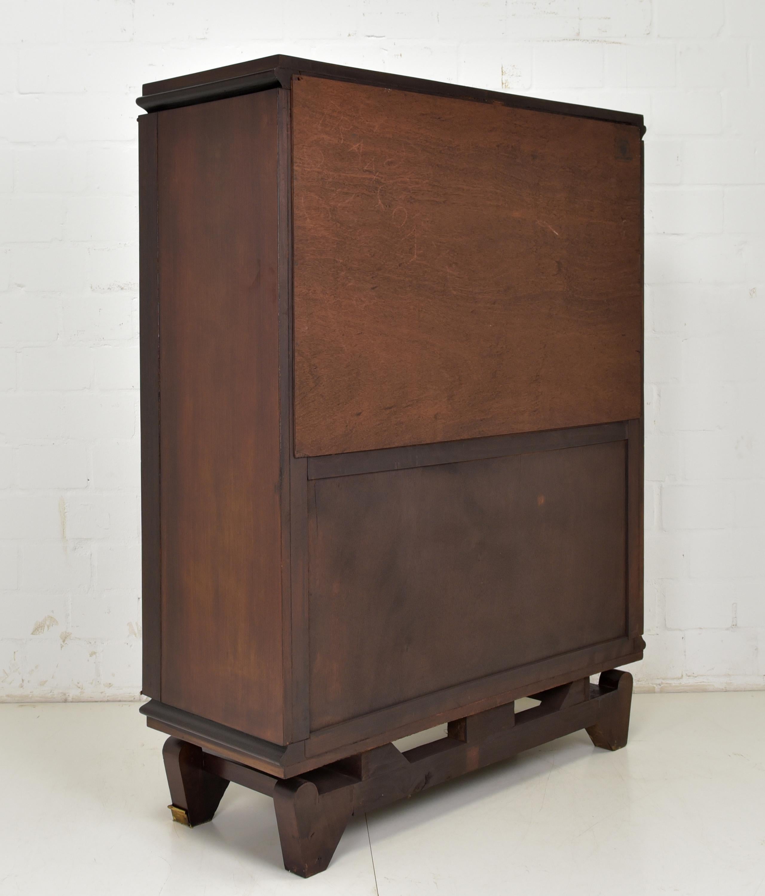 Art Deco Bar Cabinet Showcase by Jules Leleu in Mahogany France, 1930 For Sale 8