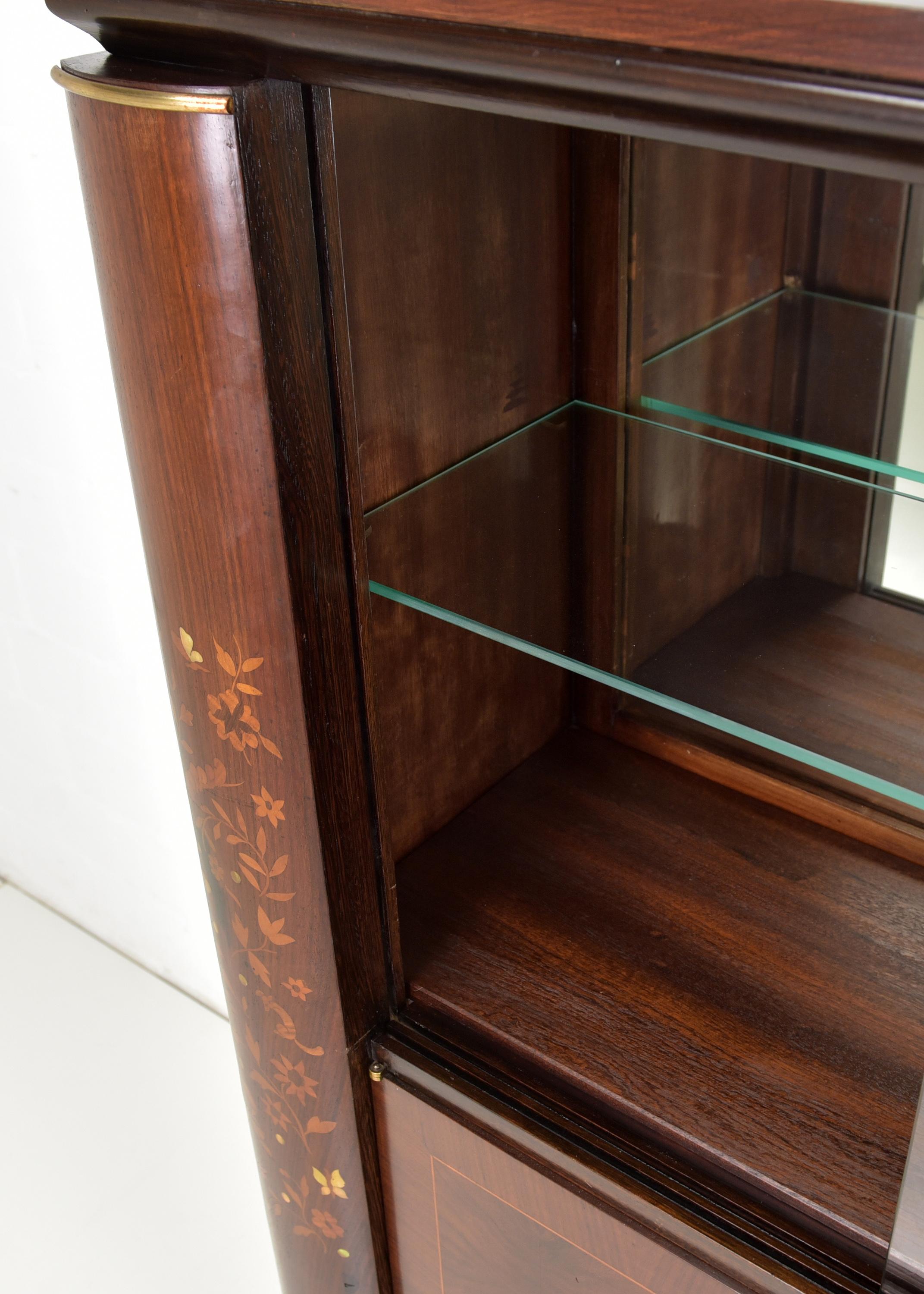 20th Century Art Deco Bar Cabinet Showcase by Jules Leleu in Mahogany France, 1930 For Sale