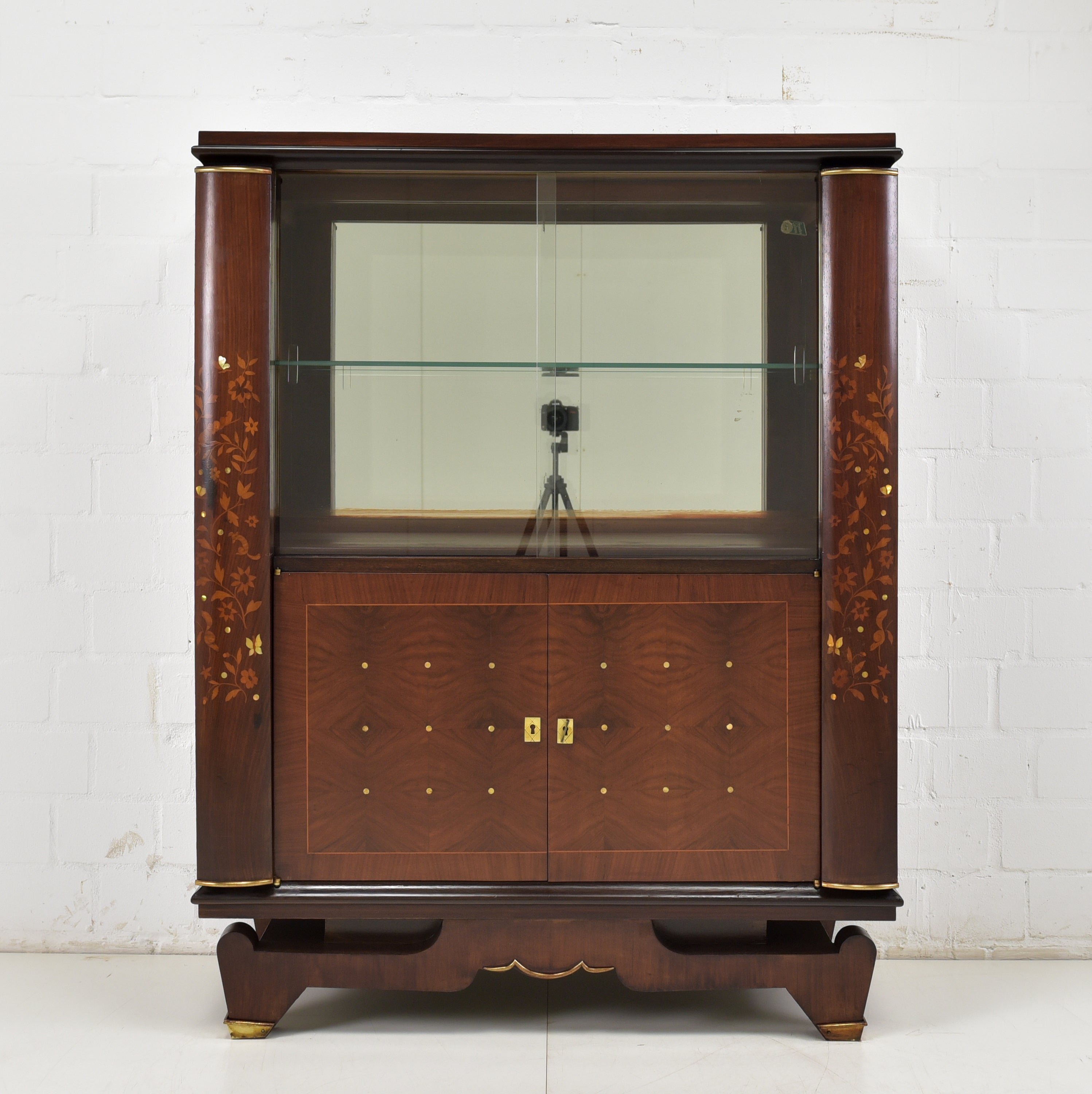 Art Deco Bar Cabinet Showcase by Jules Leleu in Mahogany France, 1930 For Sale