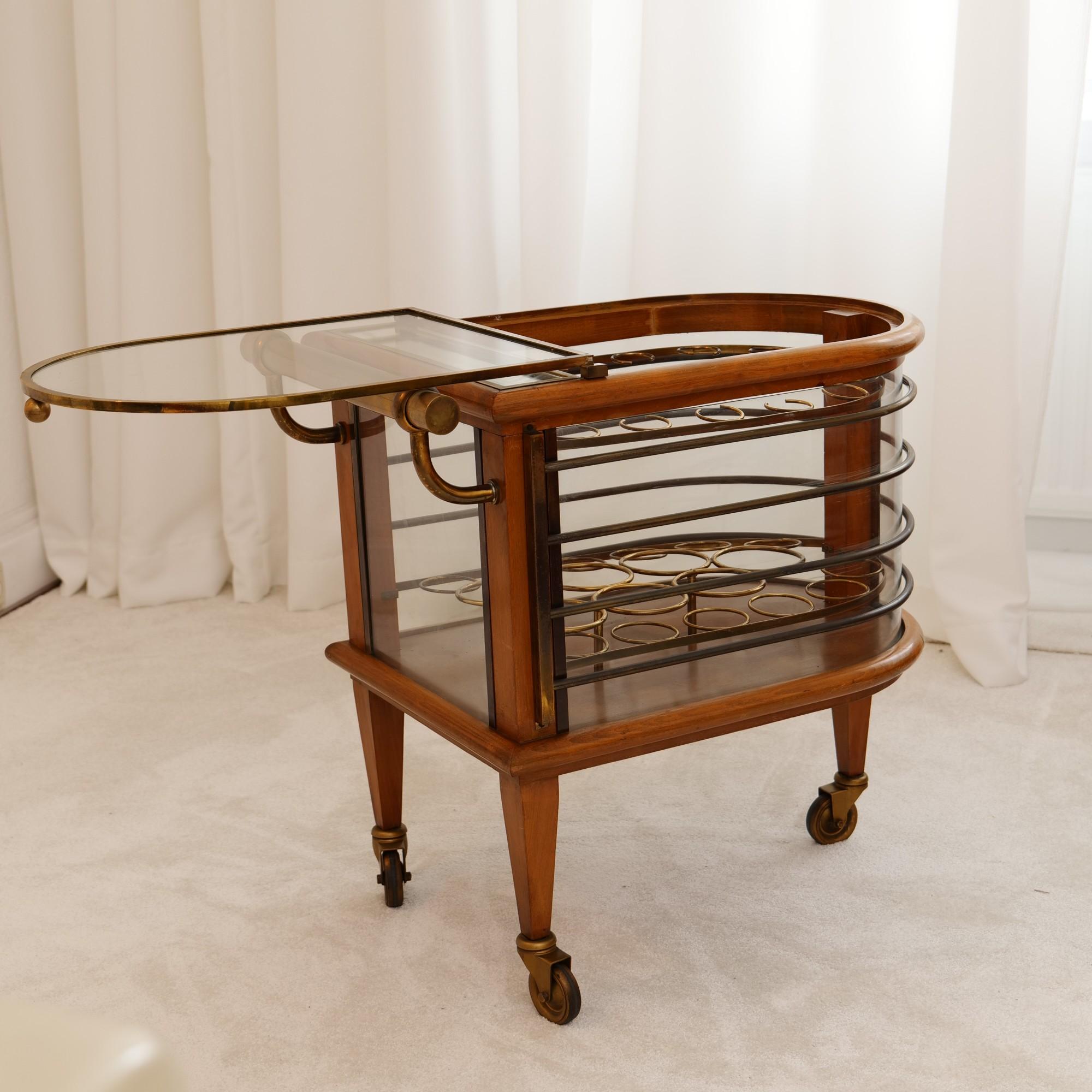 French Art Deco bar cart by Louis Sognot For Sale