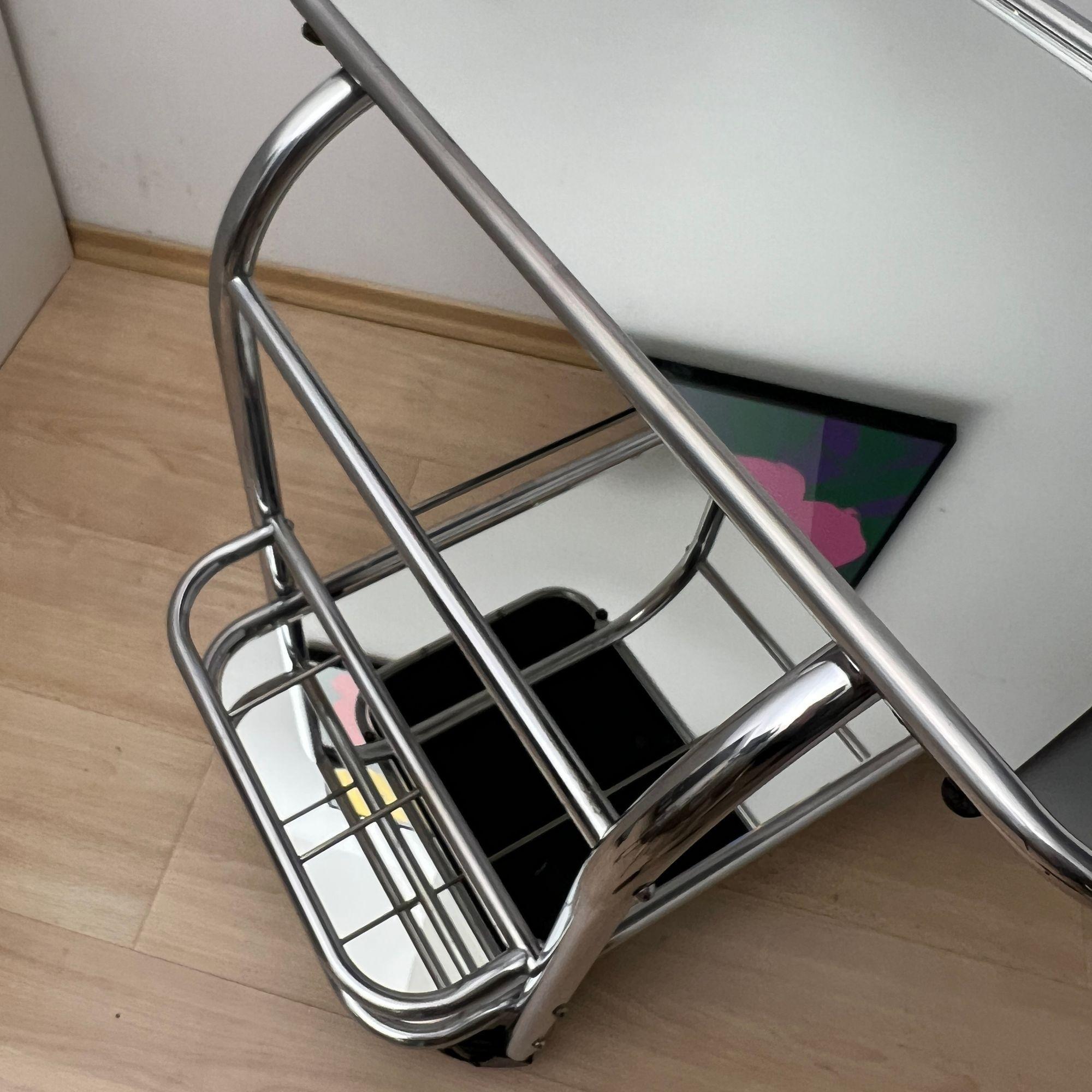 Art Deco Bar Cart by Robert Mallet-Stevens, Chromed Steel, France circa 1925 For Sale 12