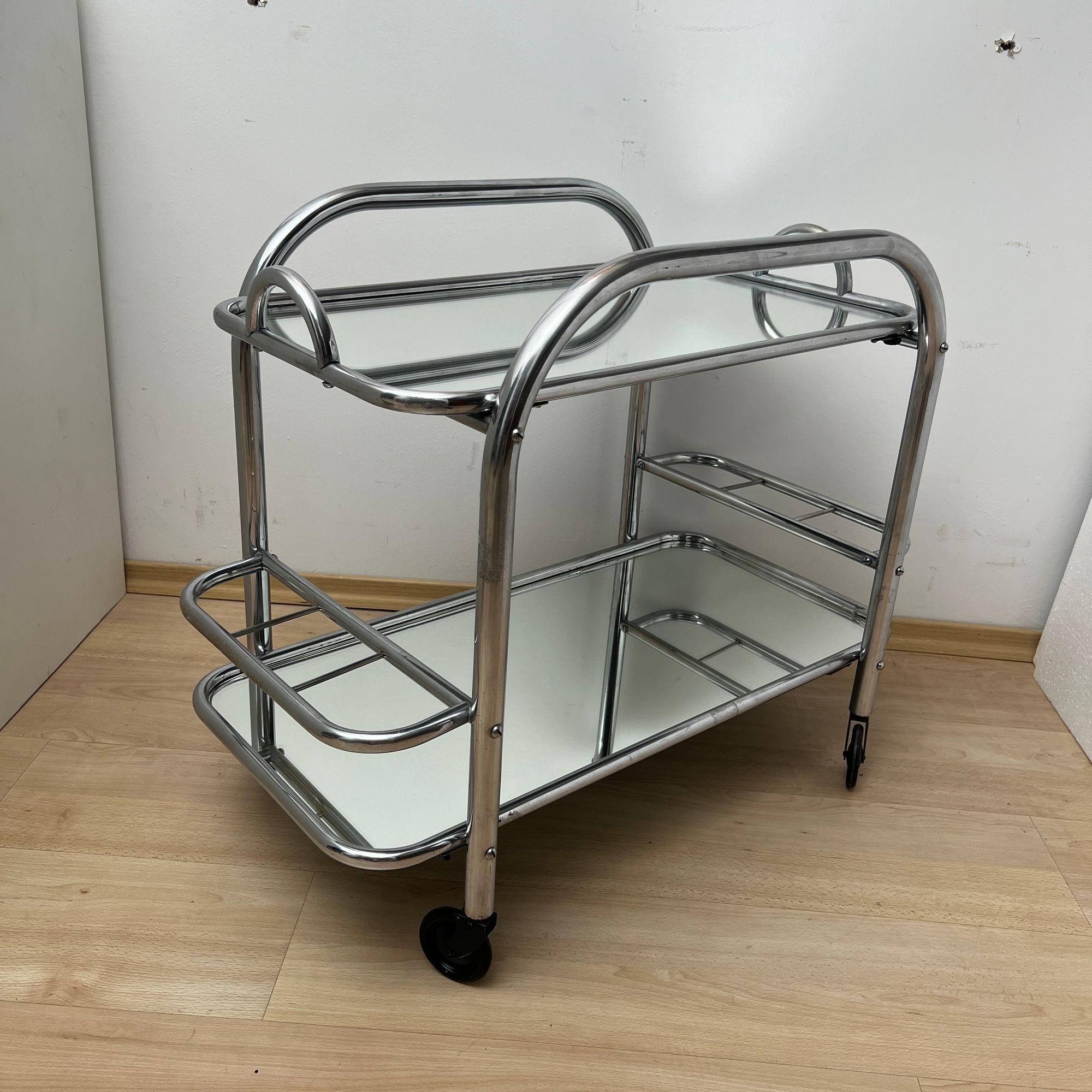 Art Deco Bar Cart by Robert Mallet-Stevens, Chromed Steel, France circa 1925 In Good Condition For Sale In Regensburg, DE