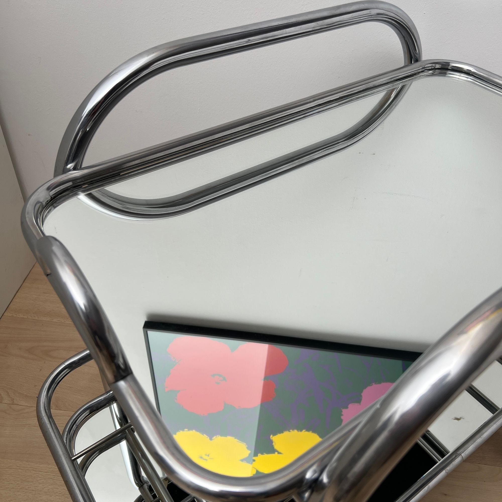 Early 20th Century Art Deco Bar Cart by Robert Mallet-Stevens, Chromed Steel, France circa 1925 For Sale