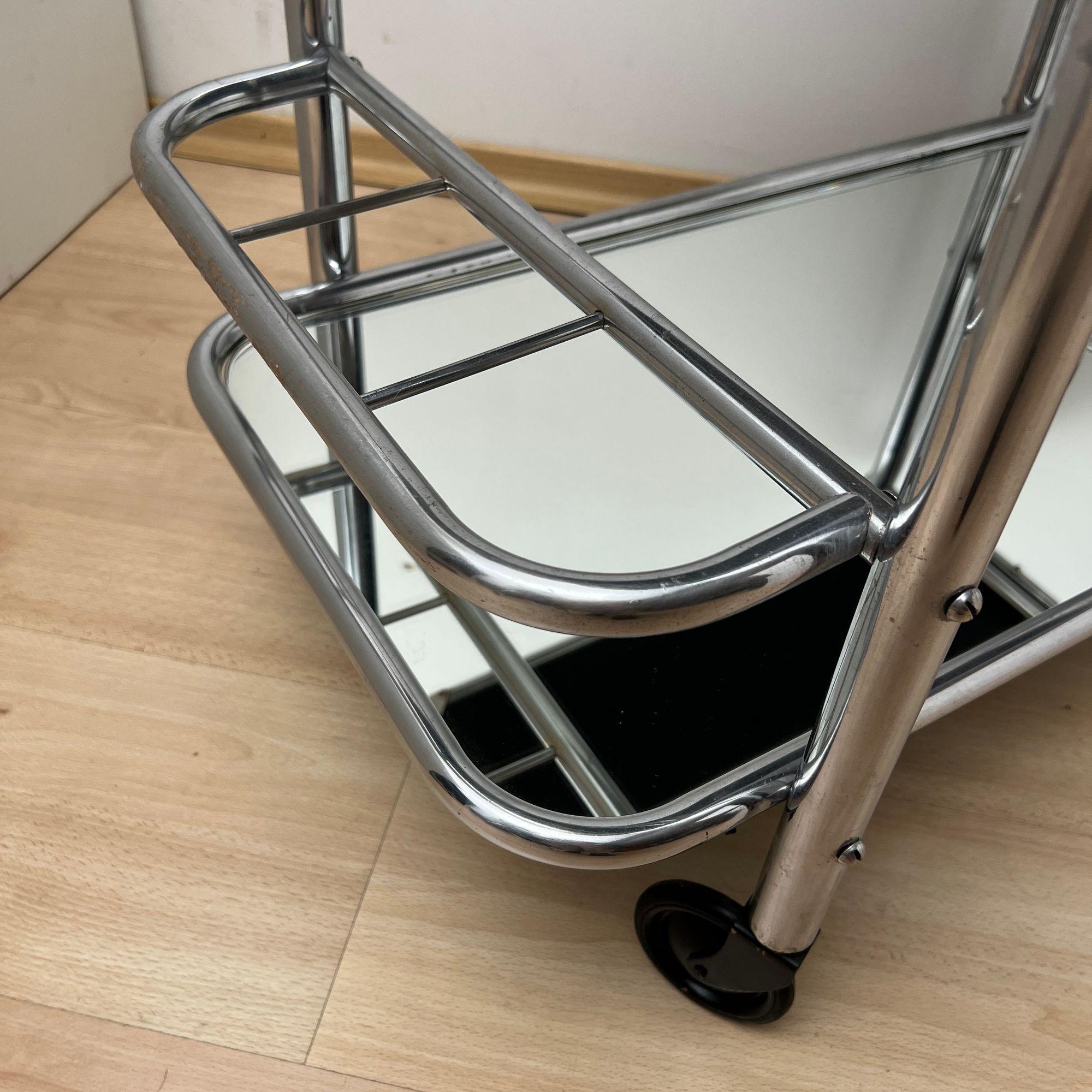 Art Deco Bar Cart by Robert Mallet-Stevens, Chromed Steel, France circa 1925 For Sale 1