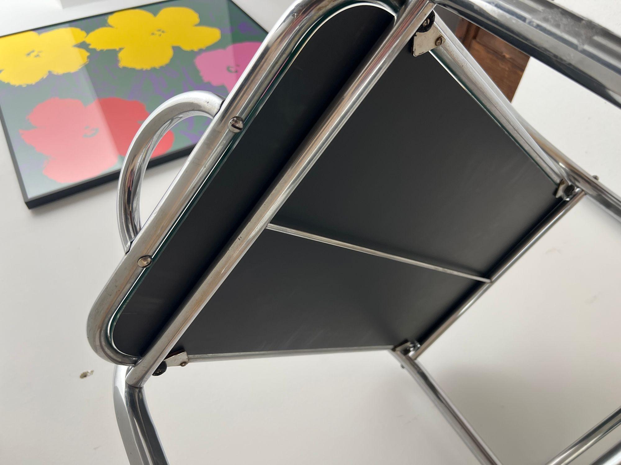 Art Deco Bar Cart by Robert Mallet-Stevens, Chromed Steel, France circa 1925 For Sale 3