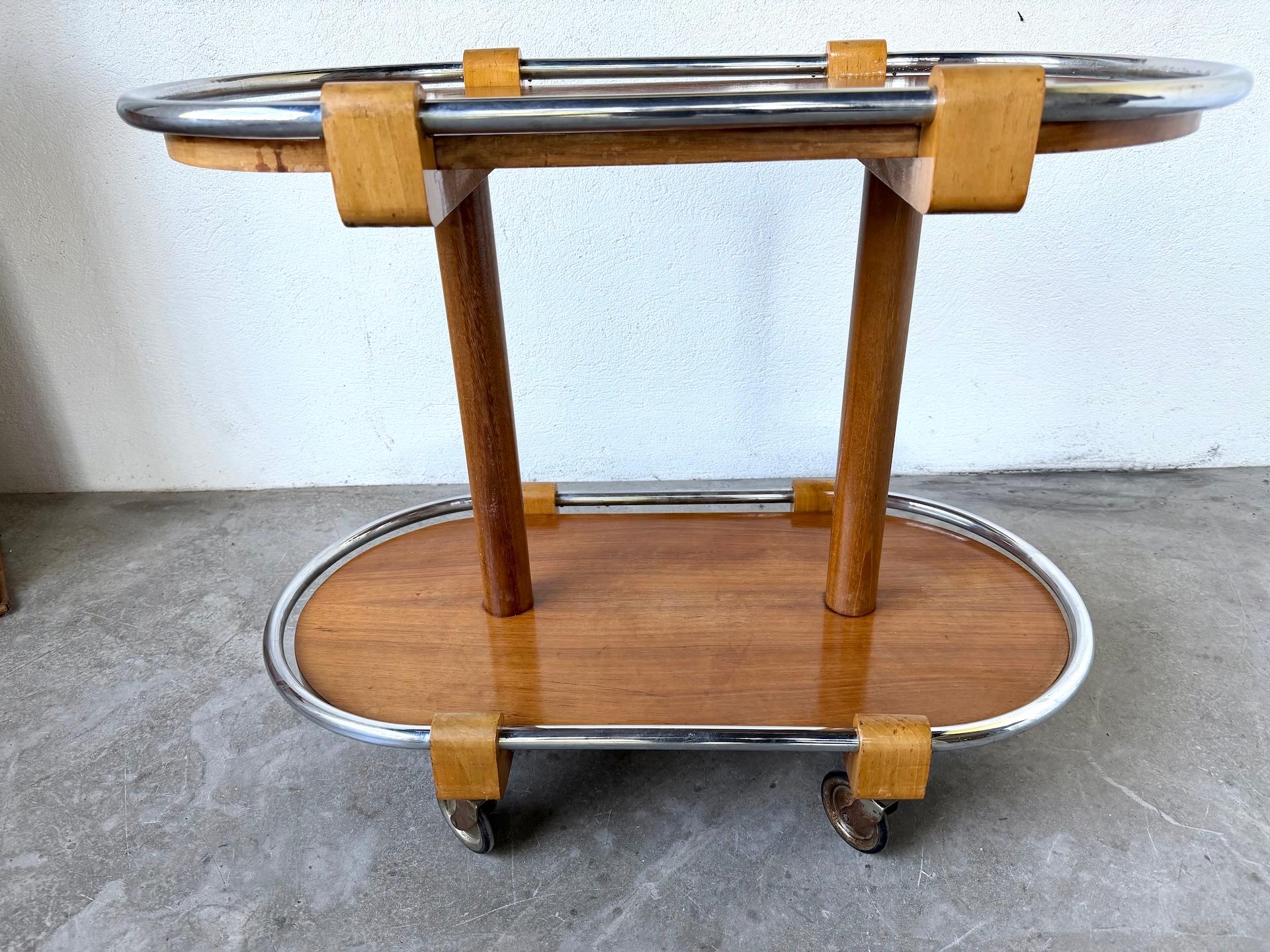 Bois Chariot de bar Art déco des années 1930-40 en vente