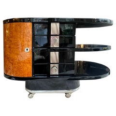 Art Deco bar cart or side table on wheels
