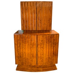 Vintage Art Deco Bar or Drinks Cabinet, Ash Veneer, England, circa 1930