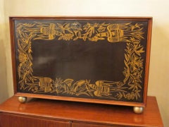 Bar Art Déco en bois, cuir et bronze  1935, Italie