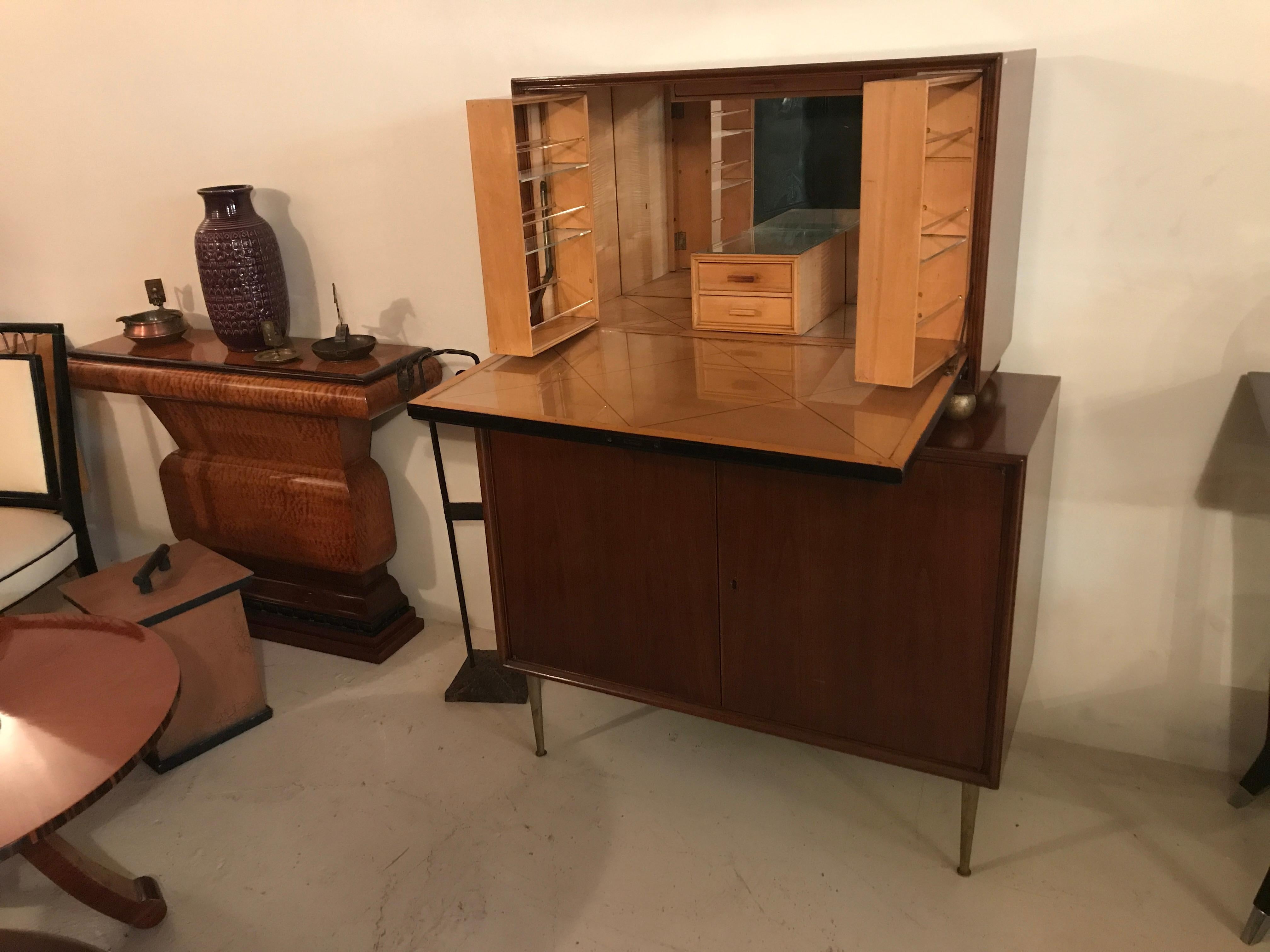 Art Deco Bar in Wood, leather and bronze  , 1935, italian For Sale 3