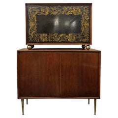 Art Deco Bar in Wood, leather and bronze  , 1935, italian