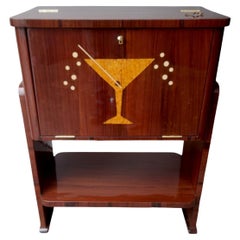 Vintage Art Deco Bar Marquetry Martini Glass