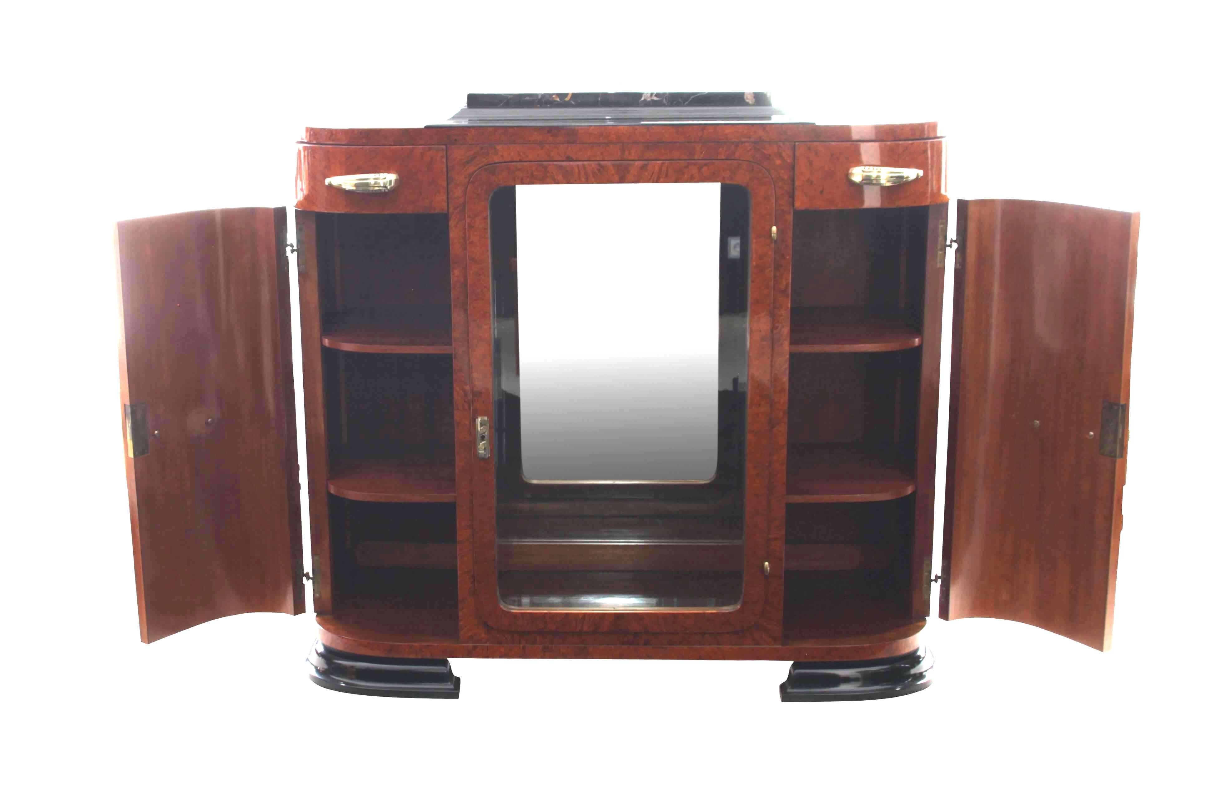 Art Deco Bar Sideboard, Amboyna Roots, Bronze Fittings, France, circa 1925 13