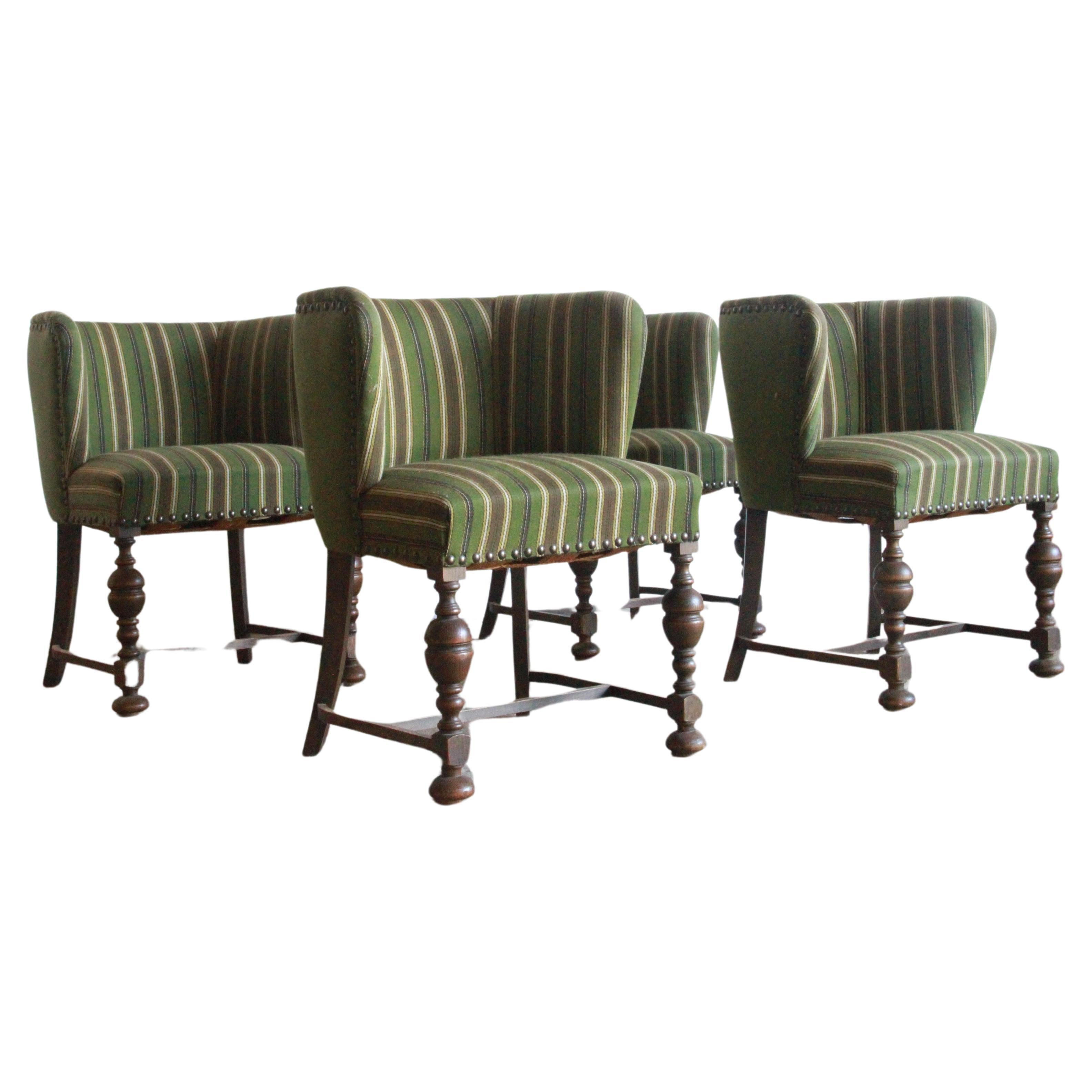Art Deco Baroque Dining Chairs, 1930s, Set of 4