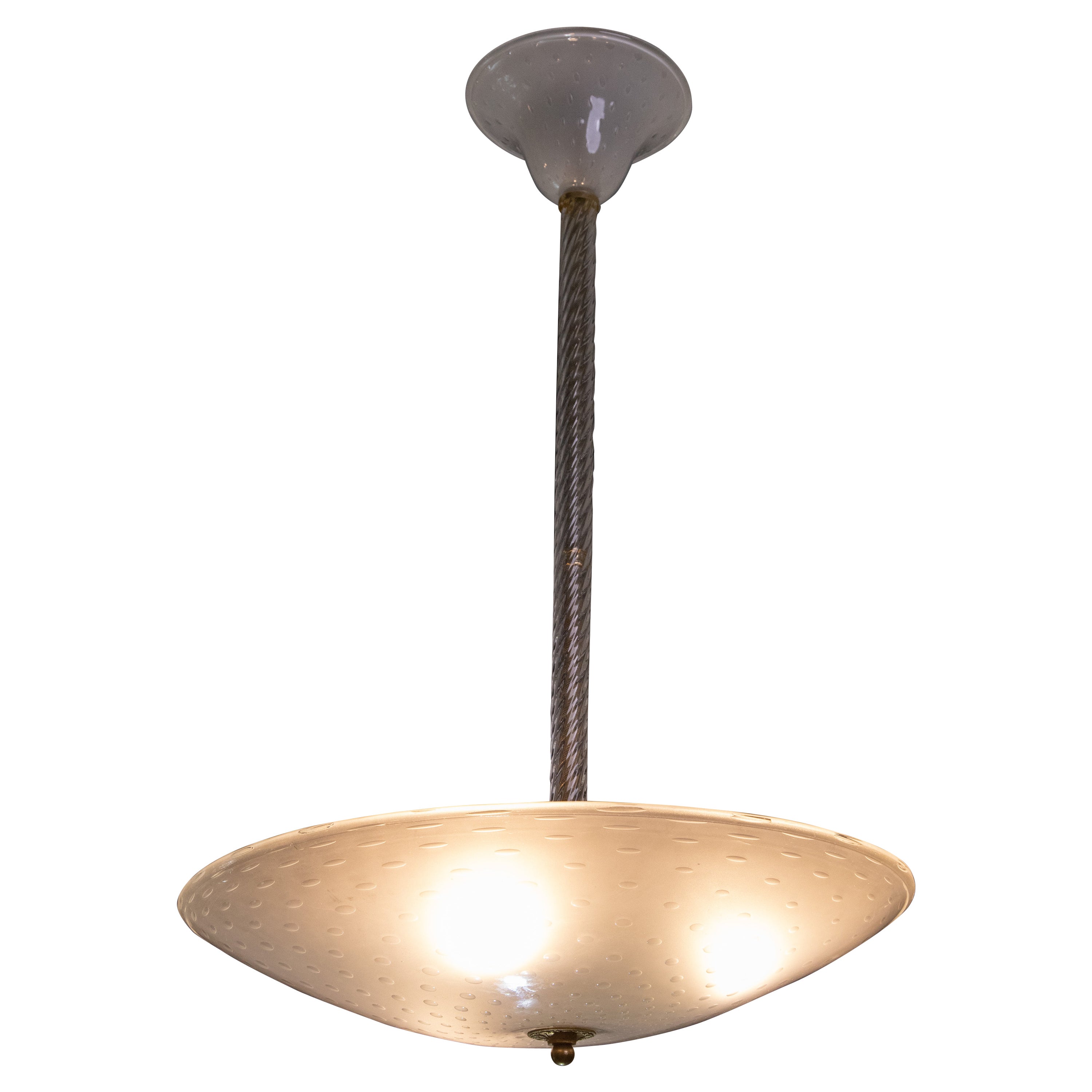 Lampadario Art Deco Barovier e Toso, vetro di Murano "Bulicante", anni '40