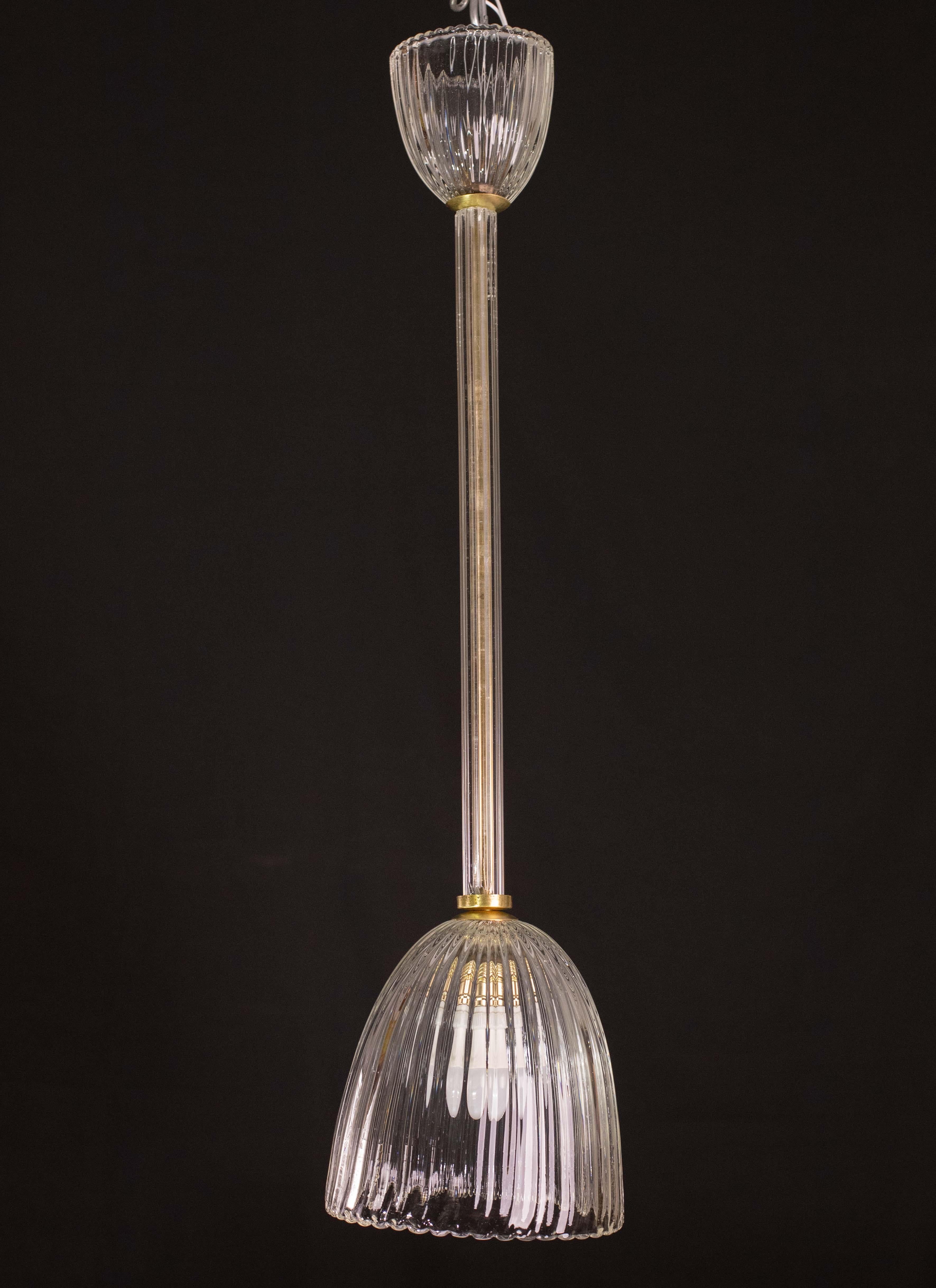 Art Deco Art Decò Barovier e Toso Pendant Light, 1950 For Sale