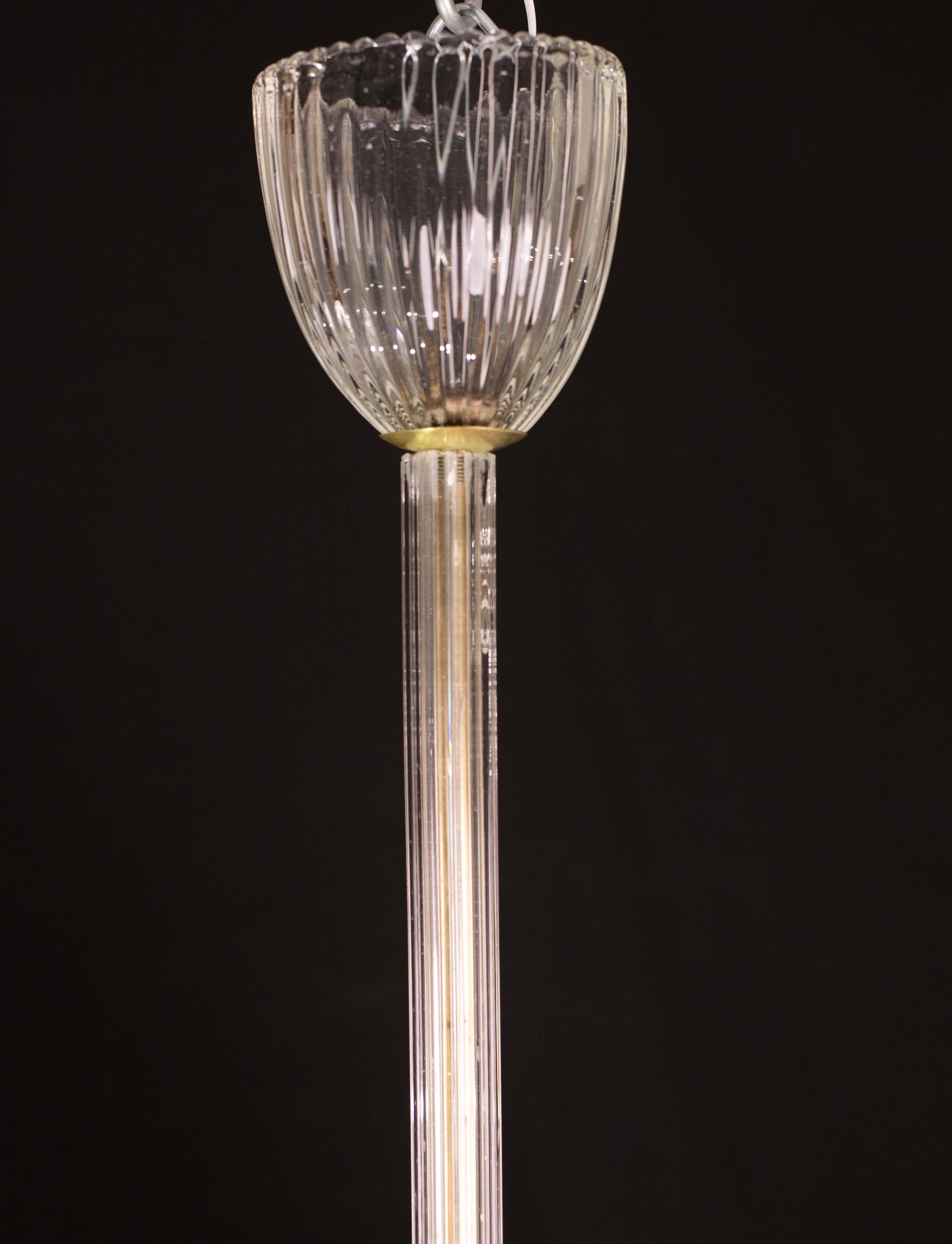 Mid-20th Century Art Decò Barovier e Toso Pendant Light, 1950 For Sale