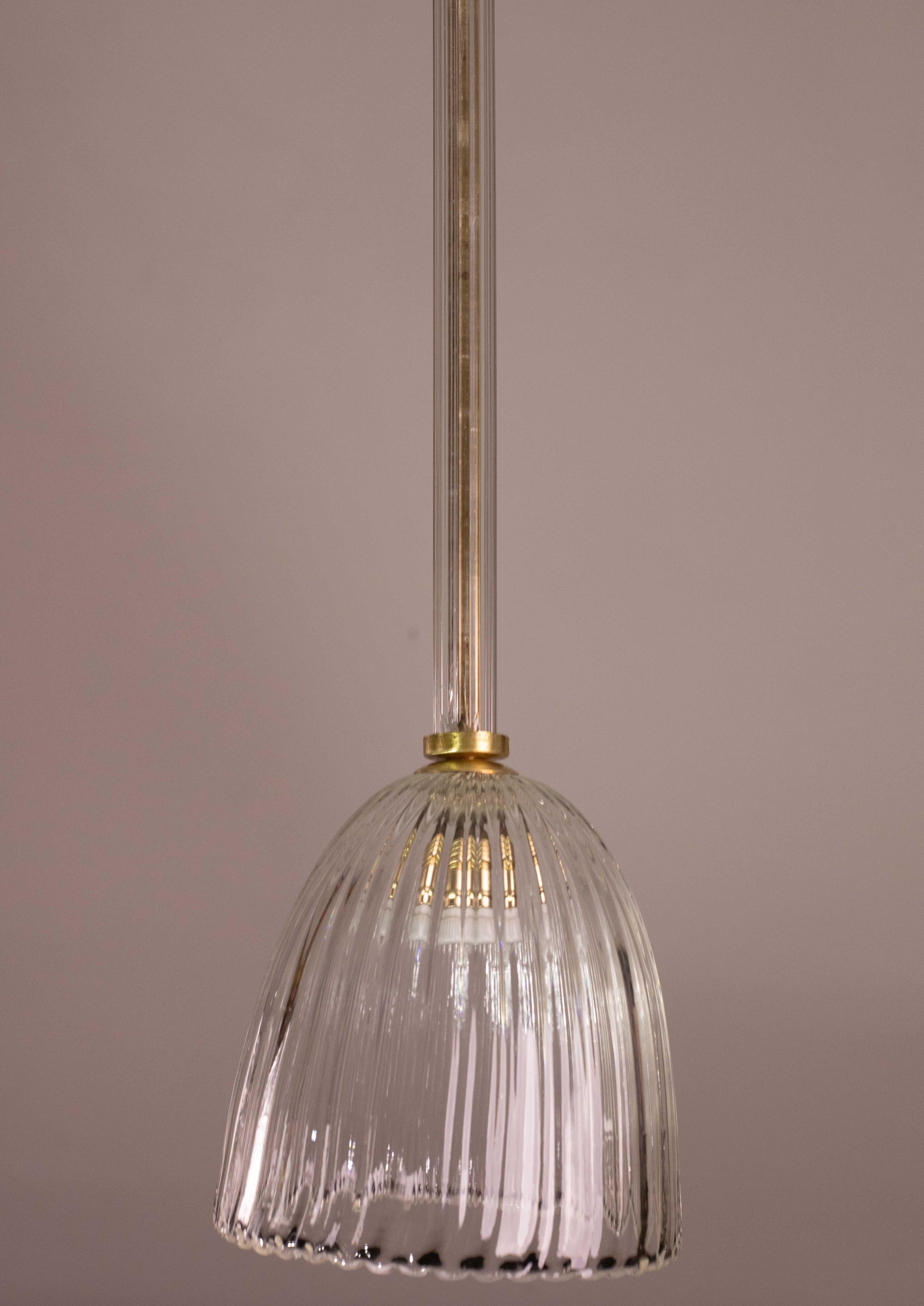 Murano Glass Art Decò Barovier e Toso Pendant Light, 1950 For Sale