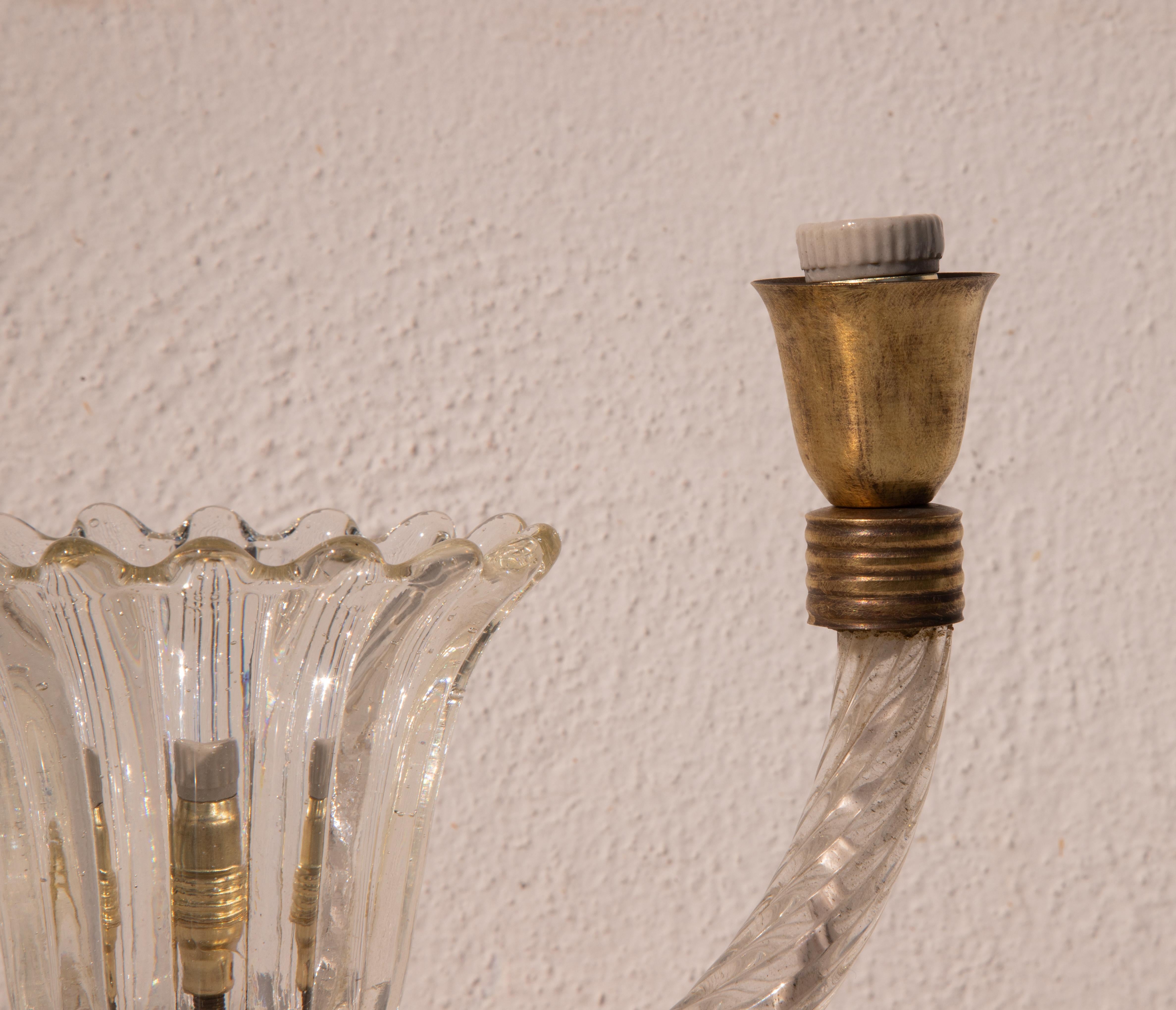 Art Decò Barovier e Toso table lamp brass Murano glass, Italy 1940 For Sale 3