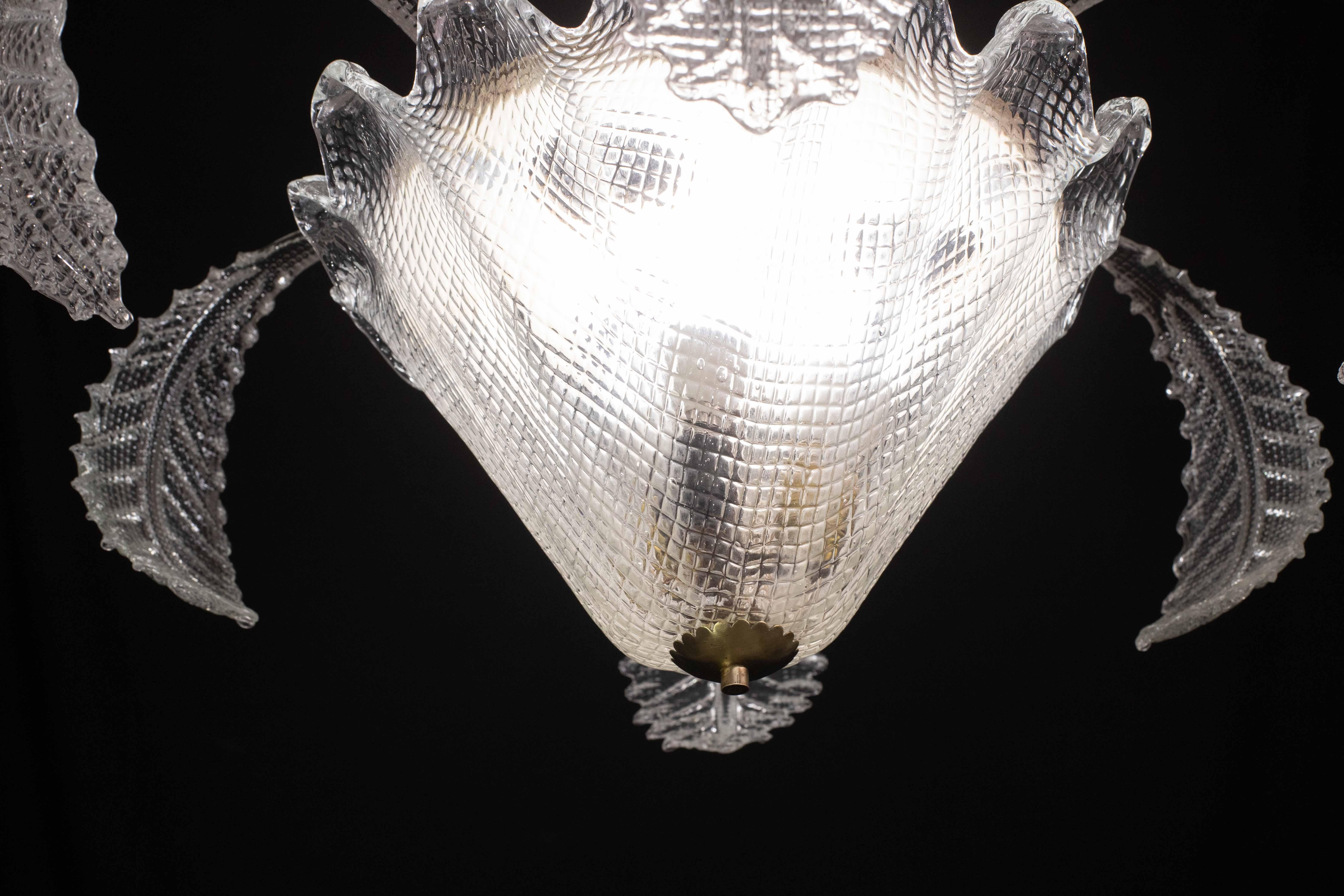 Art Decò, Barovier & Toso Chandelier, Murano Glass, 1950s en vente 6