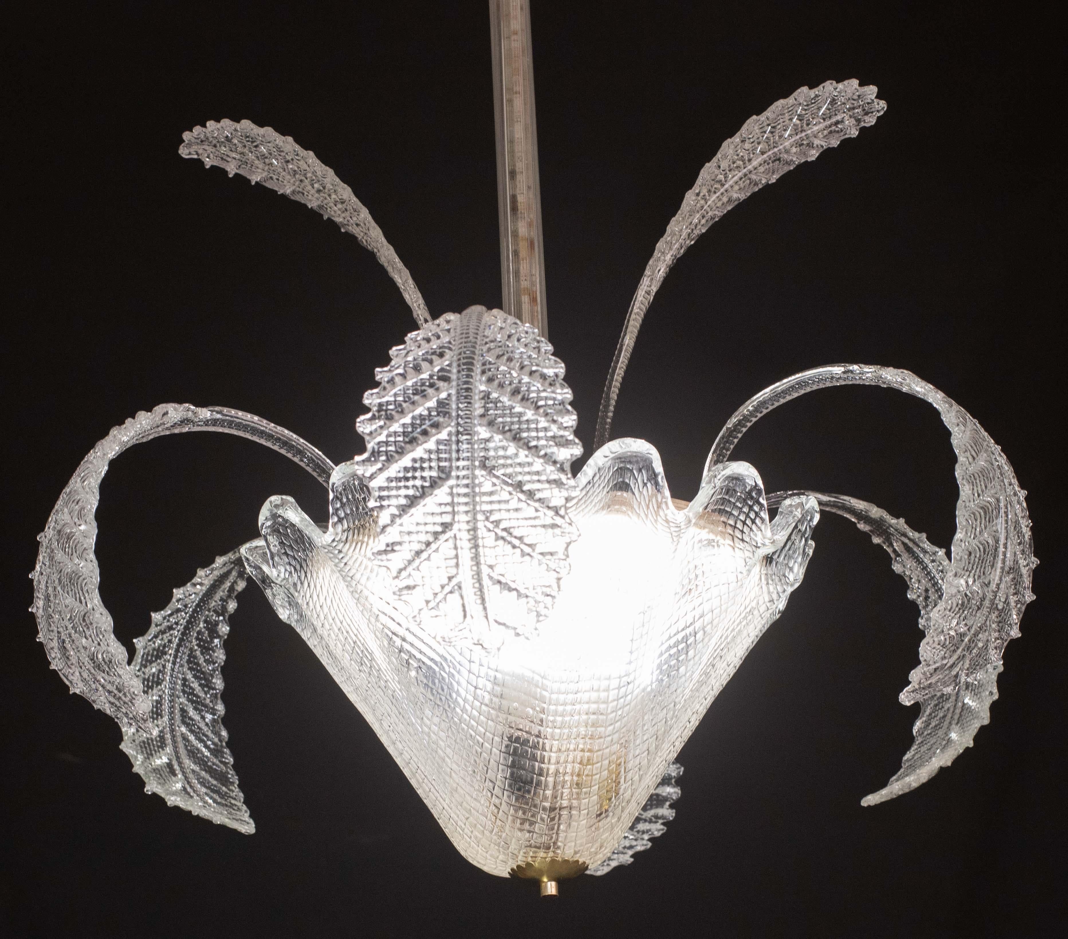 Art déco Art Decò, Barovier & Toso Chandelier, Murano Glass, 1950s en vente
