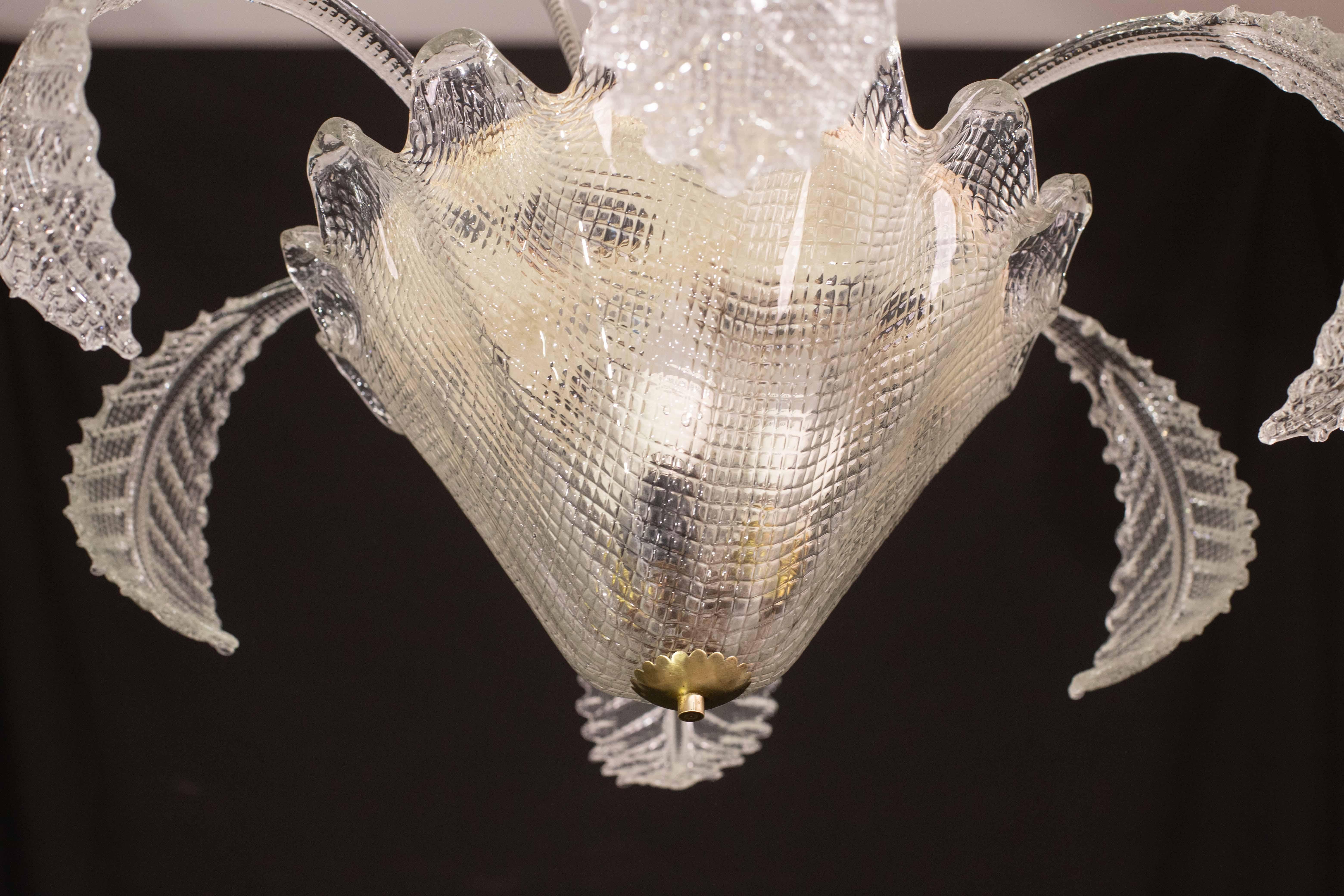 Verre de Murano Art Decò, Barovier & Toso Chandelier, Murano Glass, 1950s en vente