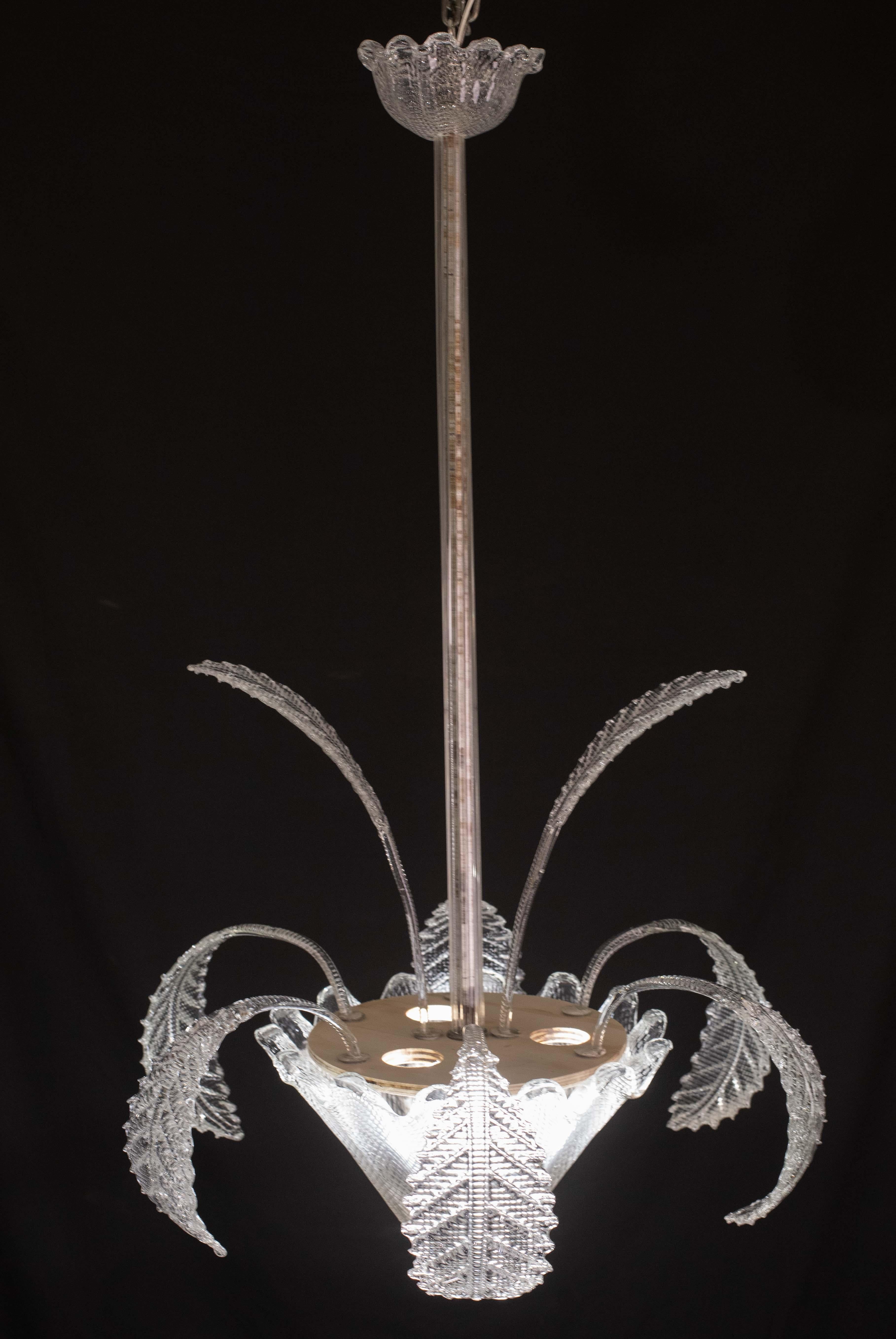 Art Decò, Barovier & Toso Chandelier, Murano Glass, 1950s en vente 1