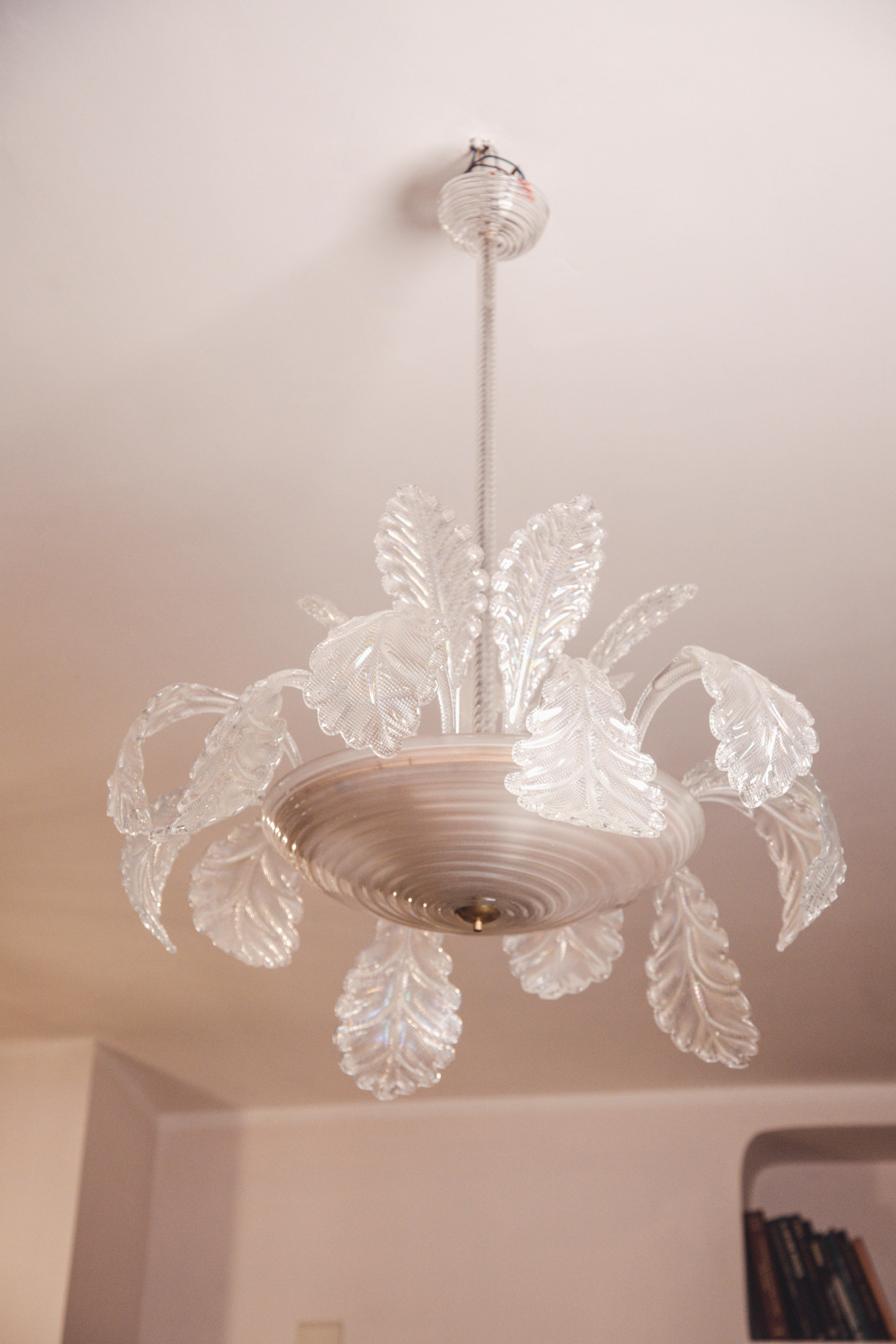 Art Decò, Barovier & Toso Chandelier, the King, Murano Glass, 1950s 10