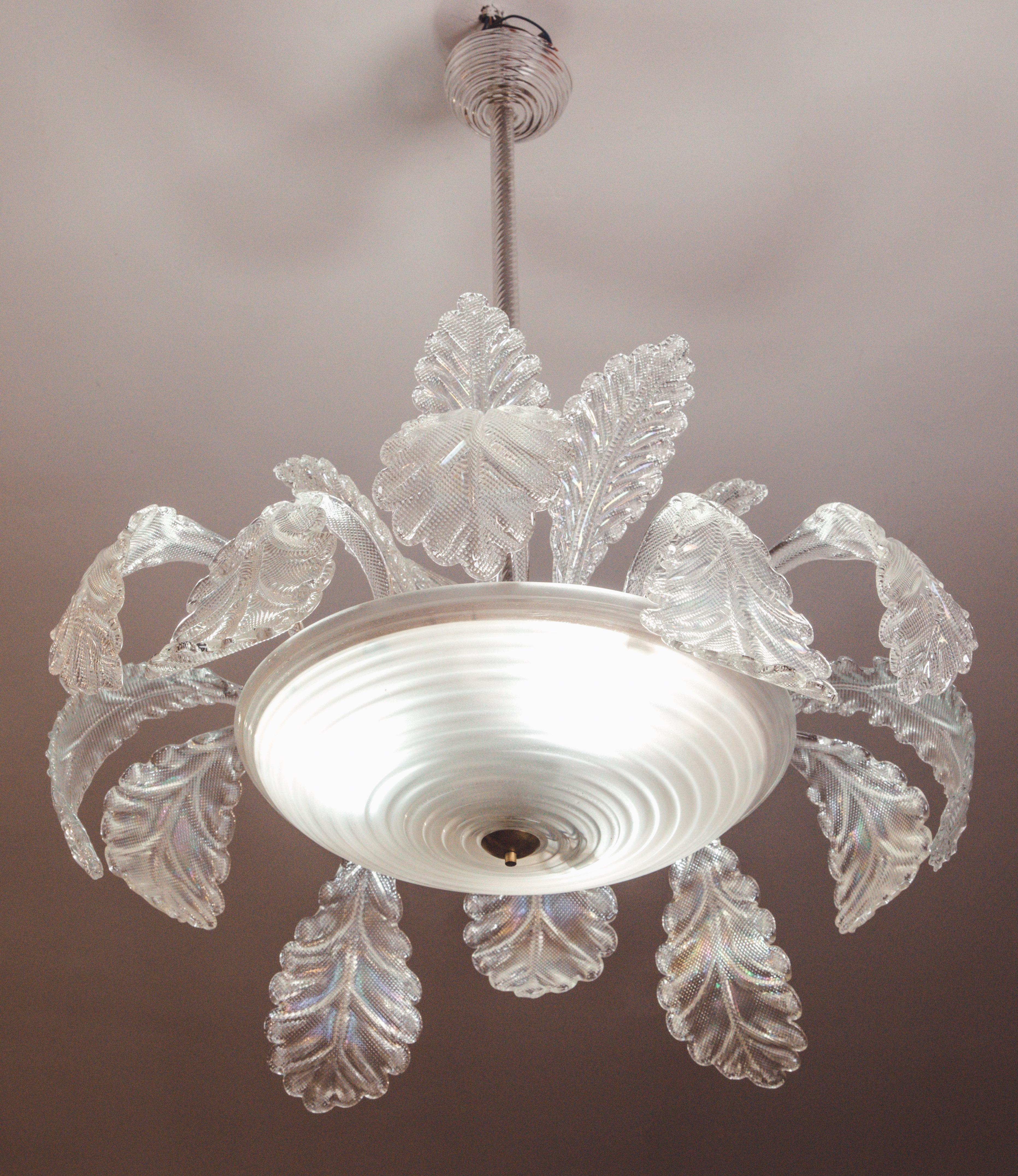 Art Glass Art Decò, Barovier & Toso Chandelier, the King, Murano Glass, 1950s