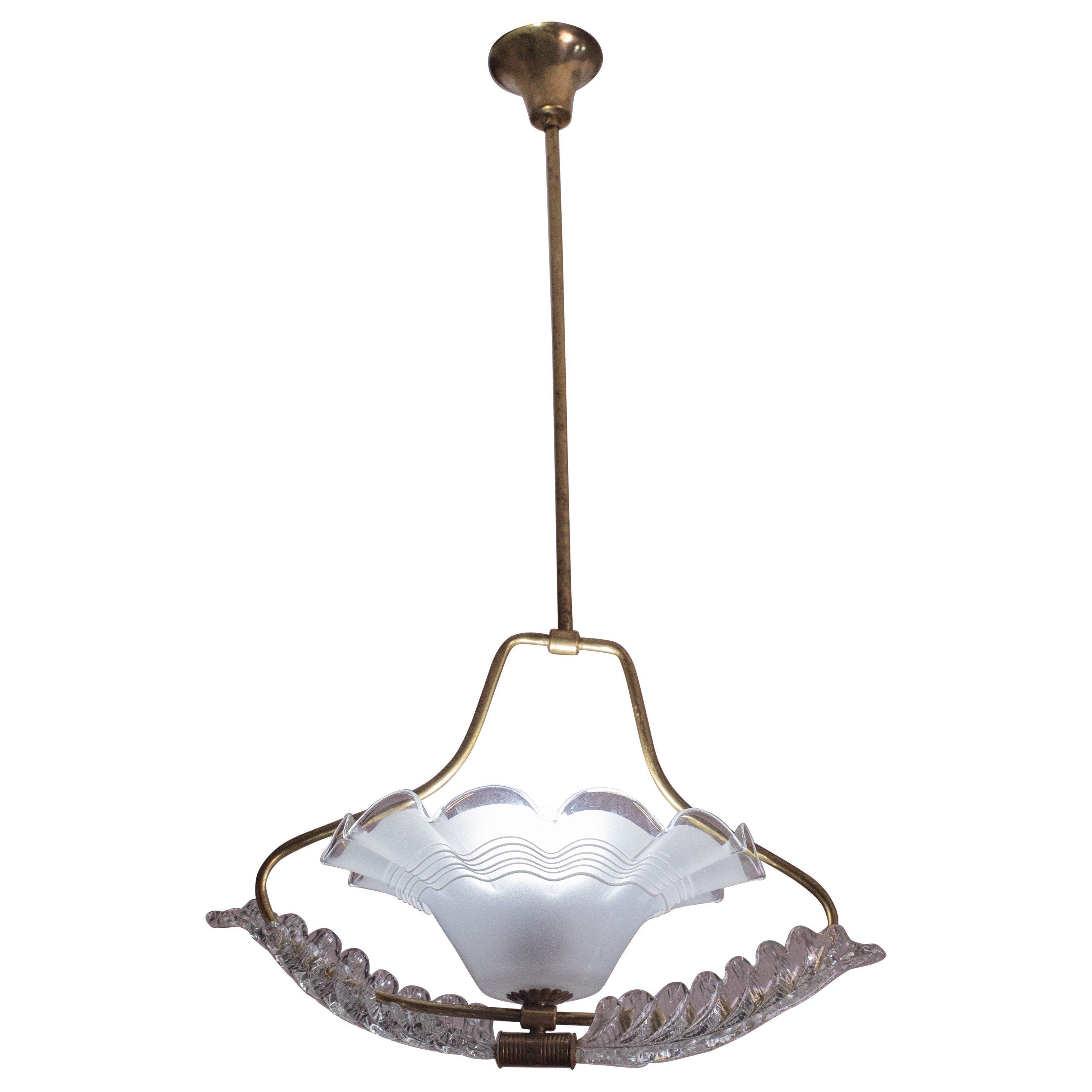 Art Decò, Barovier & Toso Luce a sospensione in vetro di Murano, anni '40 in vendita