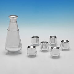 Art Deco Barware - Cocktail Shaker & 6 Cocktail Cups Designed by Oliver & Bower