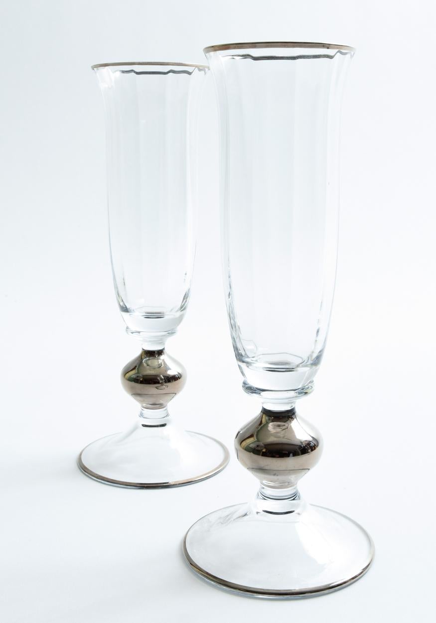 Art Deco Barware Crystal Flute Service / 8 People 5