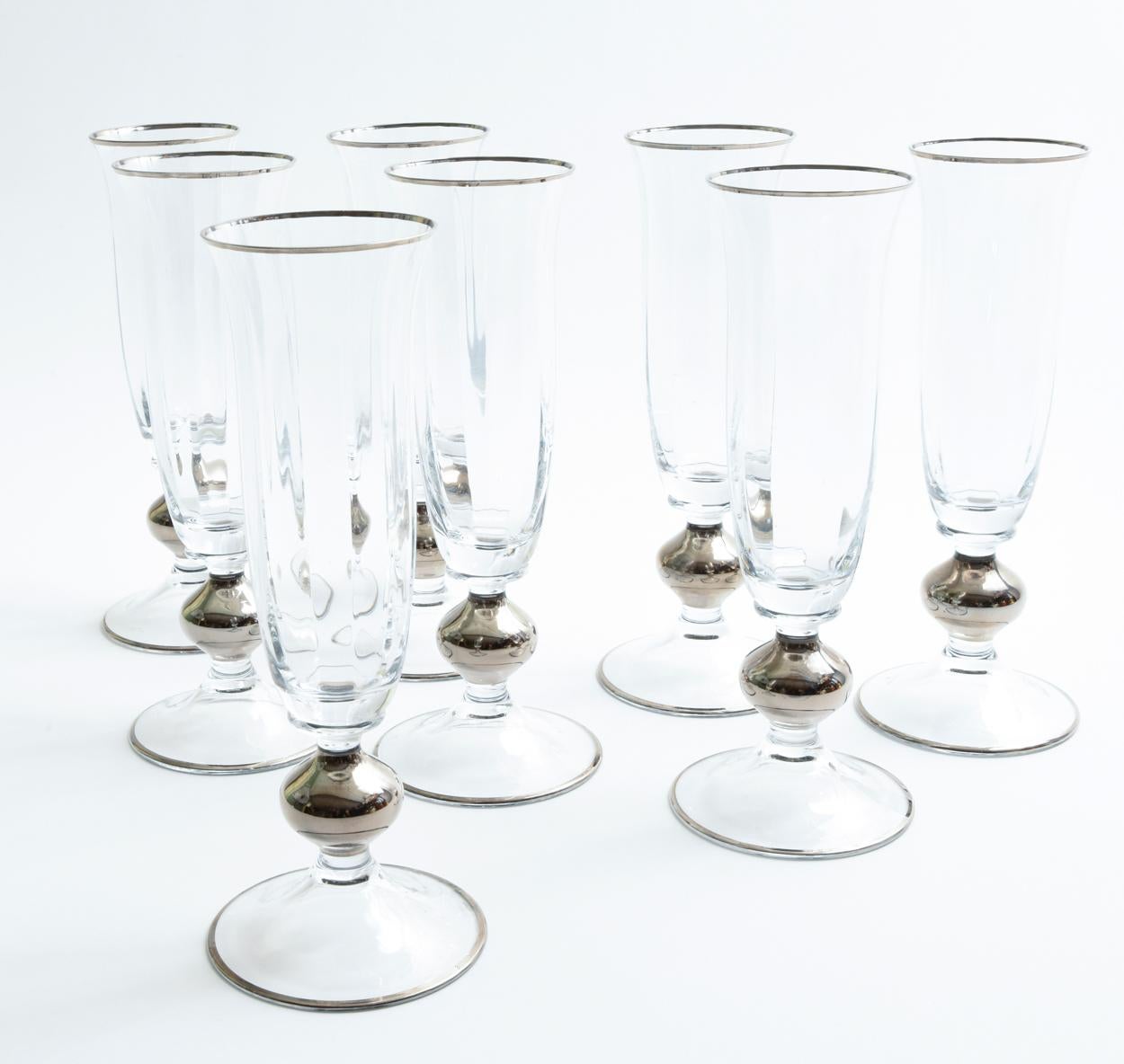 Art Deco Barware Crystal Flute Service / 8 People 6