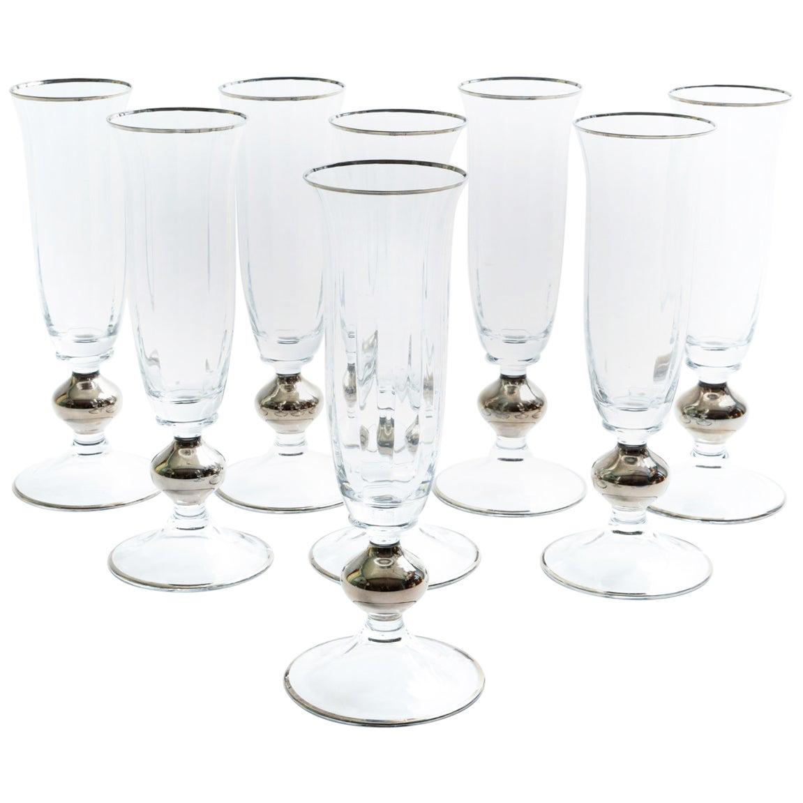 Art Deco Barware Kristall-Flötenservice / 8 Personen