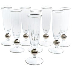 Used Art Deco Barware Crystal Flute Service / 8 People