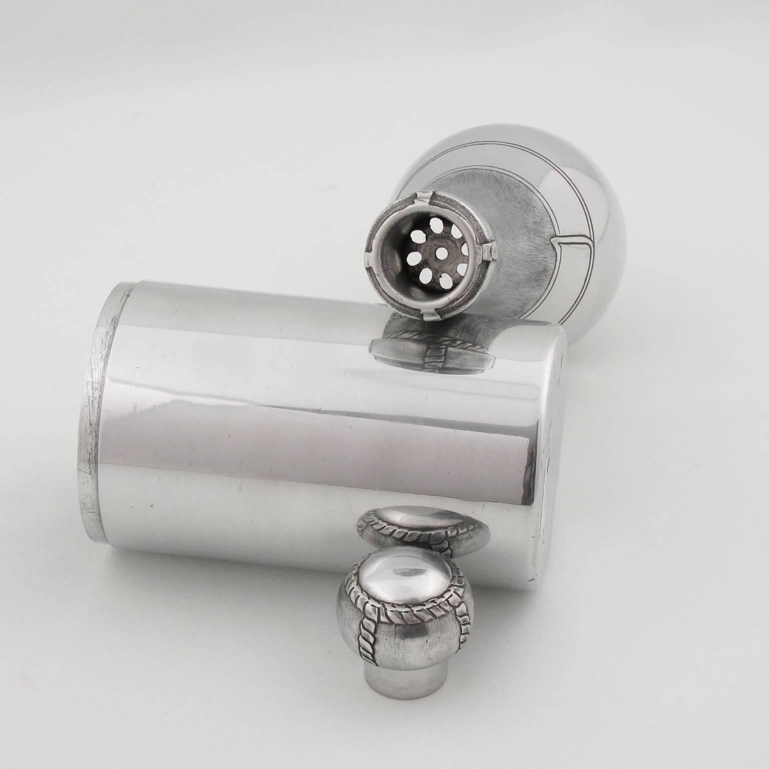 Art Deco Barware Polished Aluminum Champagne Bottle Cocktail Martini Shaker 1