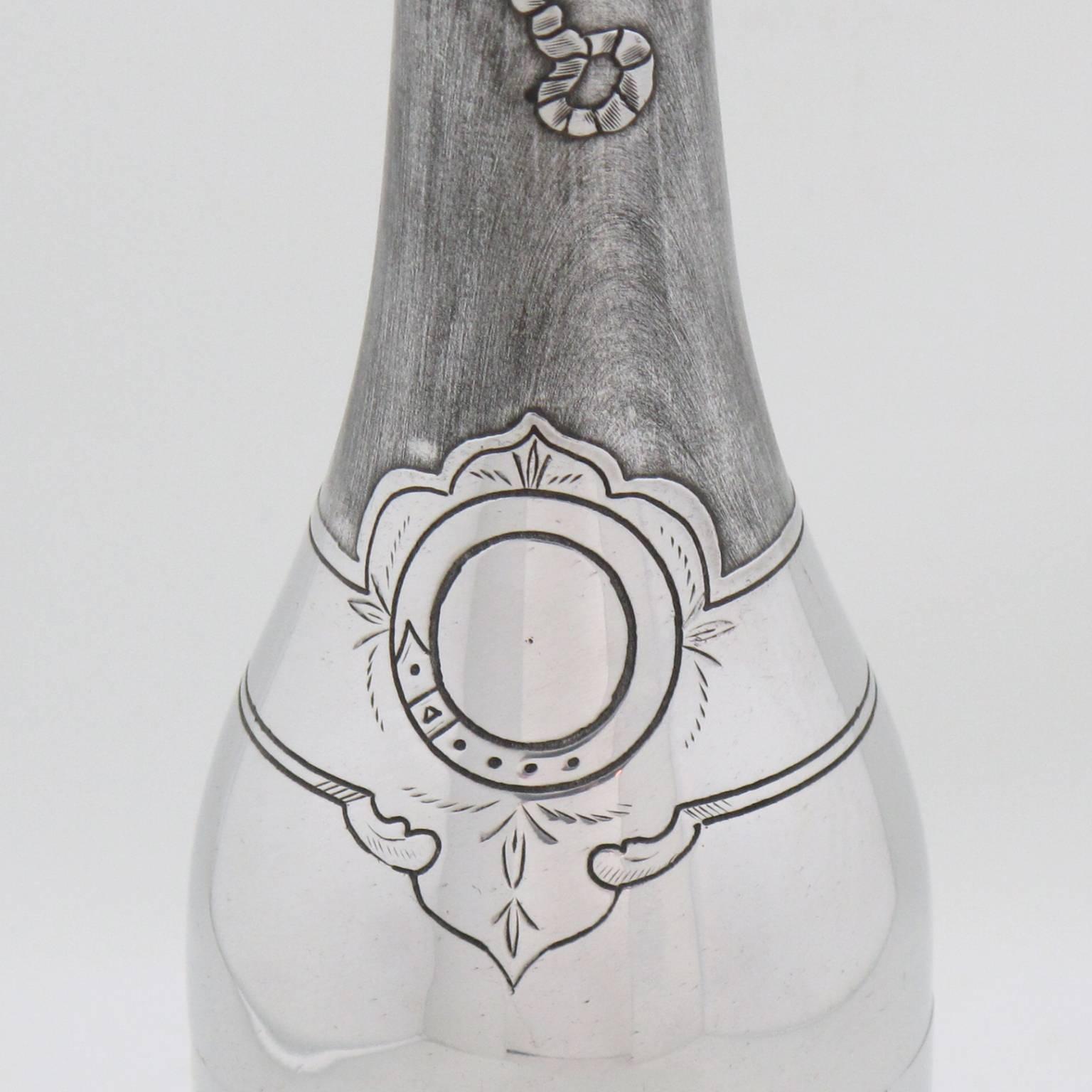 Art Deco Barware Polished Aluminum Champagne Bottle Cocktail Martini Shaker 3