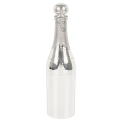 Vintage Art Deco Barware Silver Plate Martini Cocktail Shaker Champagne Bottle Shape
