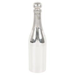 Art Deco Barware Silver Plate Martini Cocktail Shaker Champagne Bottle Shape