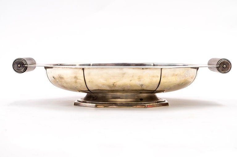 Art Deco Basket in Silvered Metal, 1930s at 1stDibs